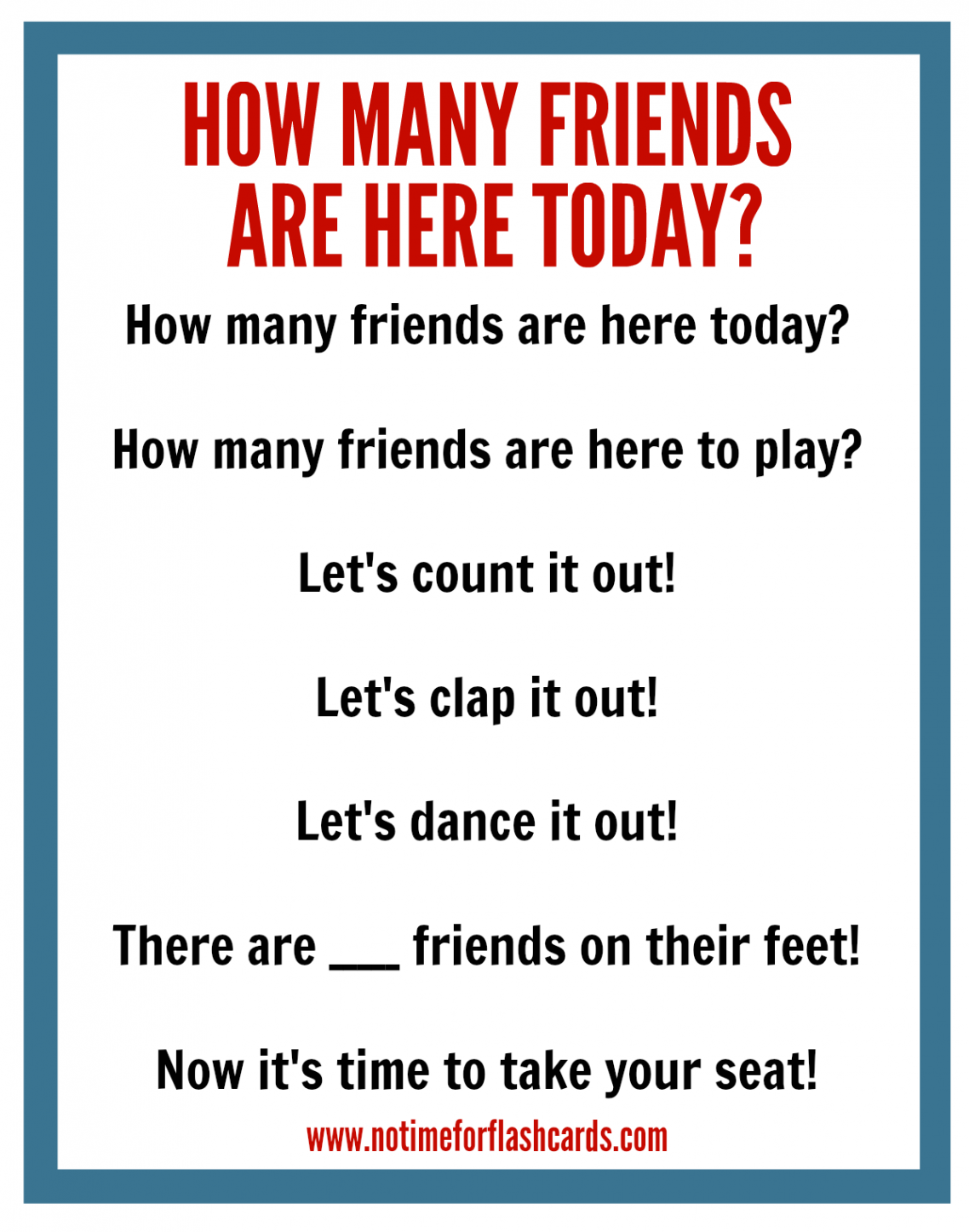 Circle Time Chant - Free Printable - No Time For Flash Cards