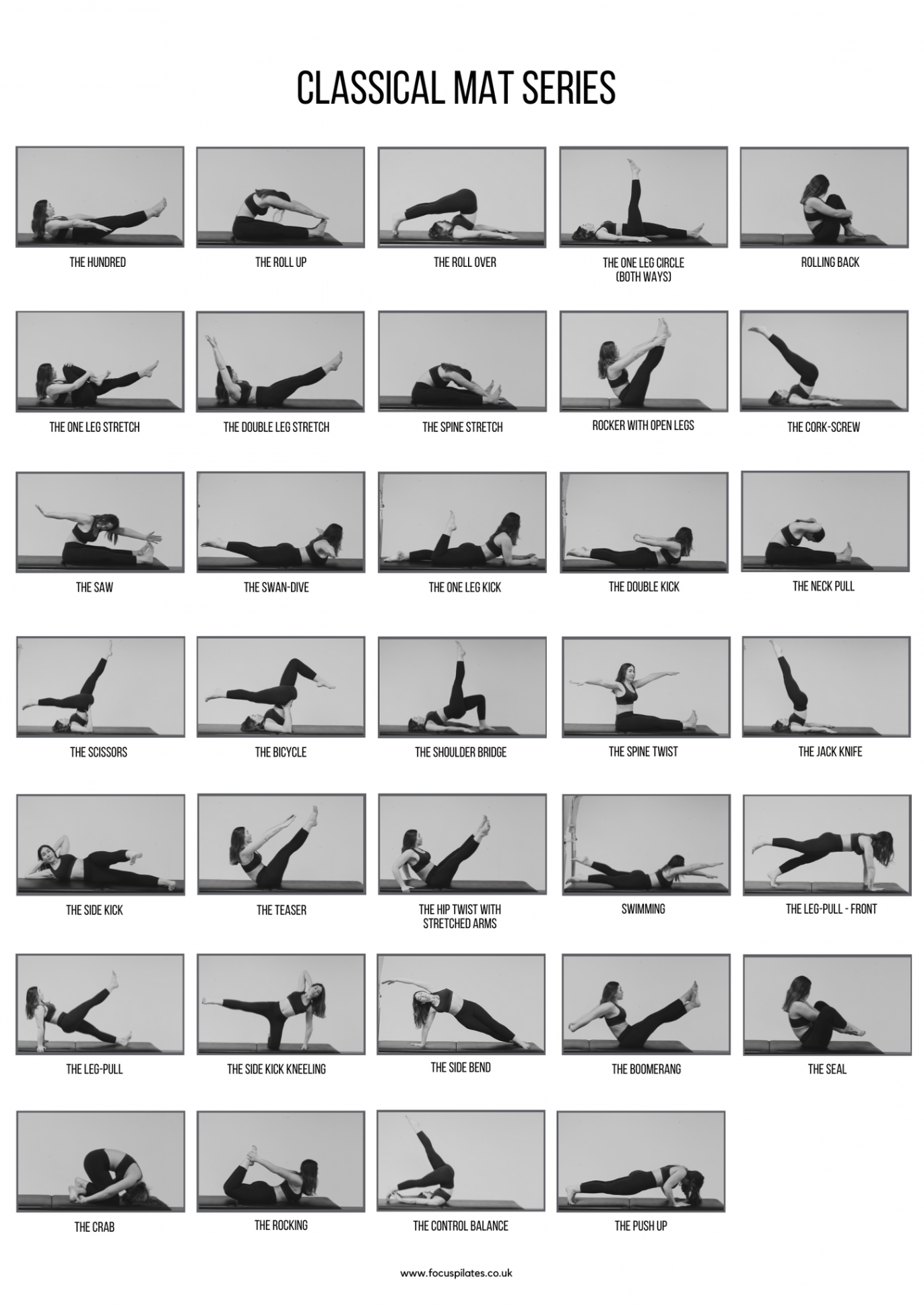 Classical Mat Order Printable Poster  Pilates Equipment FocusPilates