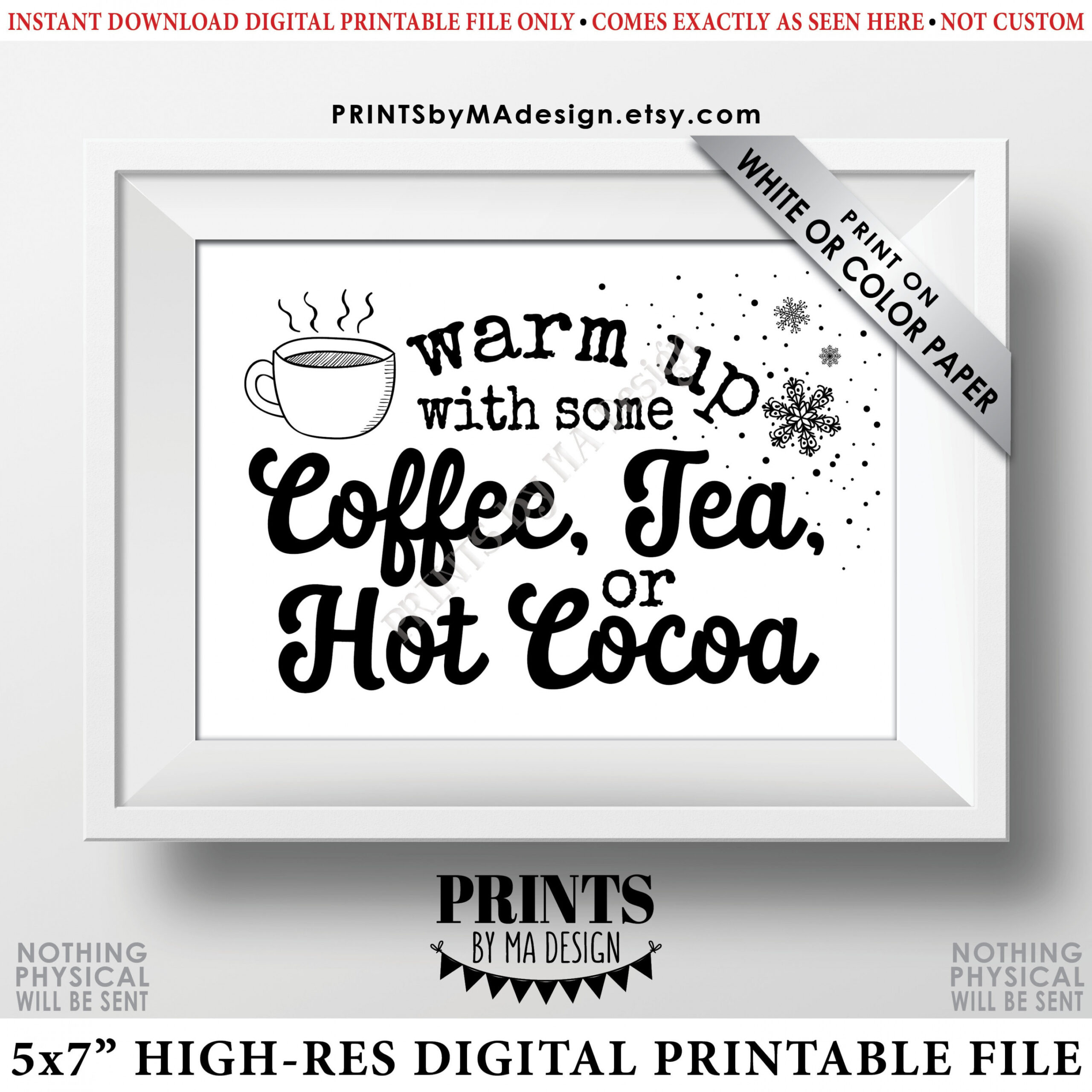 Coffee Tea or Hot Cocoa Sign Warm Up with some Hot Beverage - Etsy