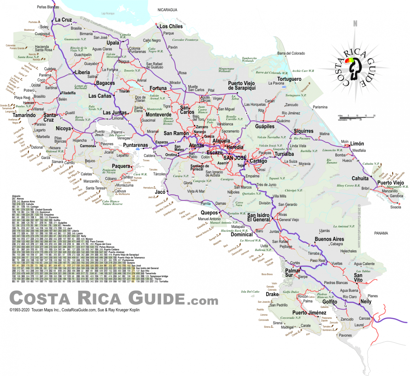 Costa Rica- free printable map download