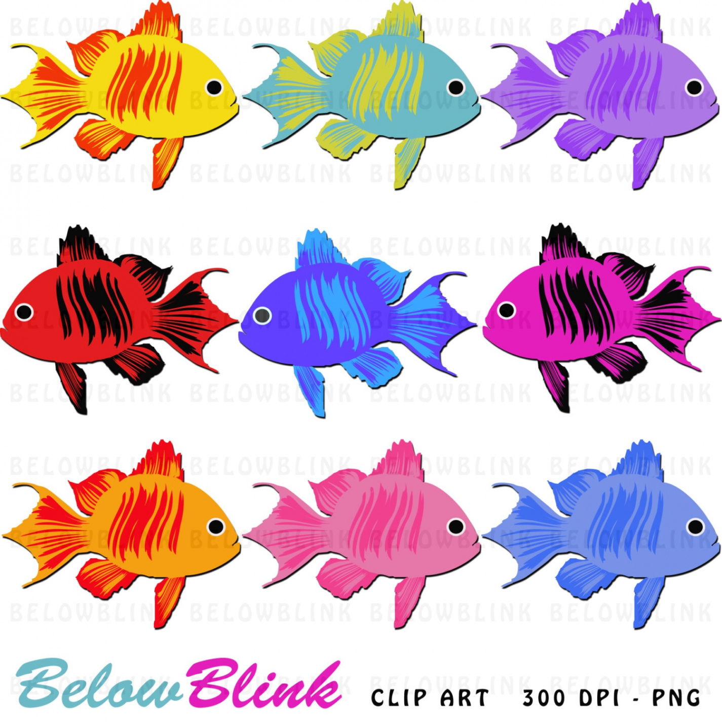 Cute Colorful Fish Clipart Clip Art Digital Scrapbooking - Etsy India