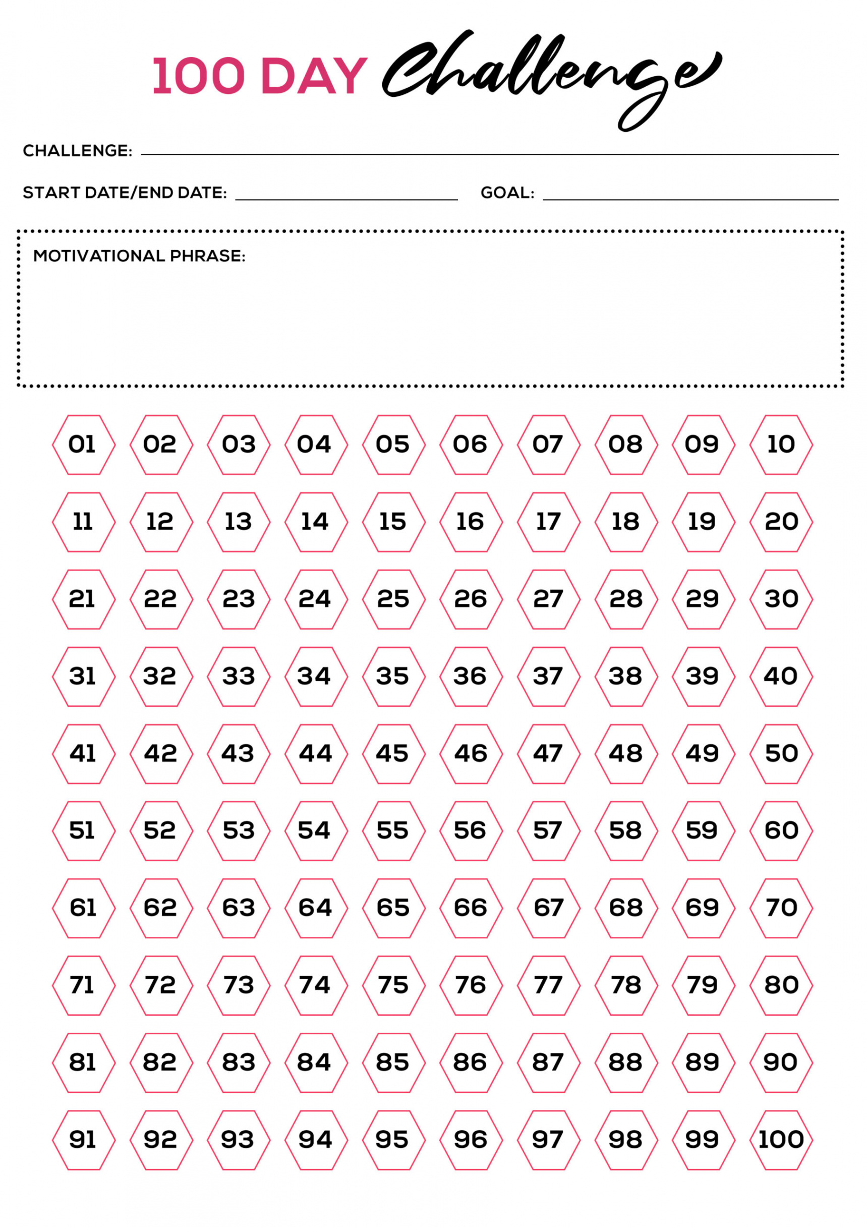 Day Motivational Challenge Tracker (Colour) • The Printables