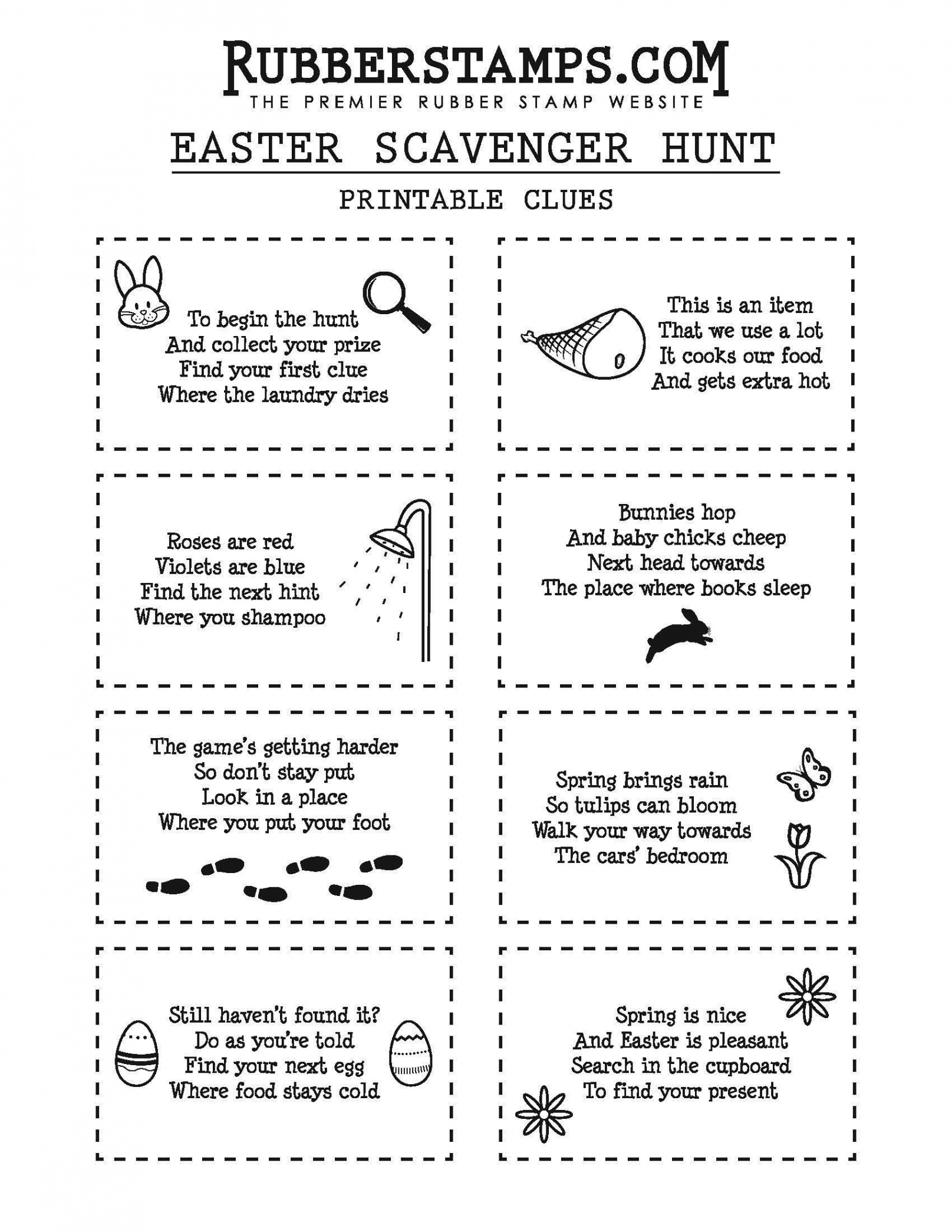 DIY Easter Scavenger Hunt Clues + Free Printable – RubberStamps