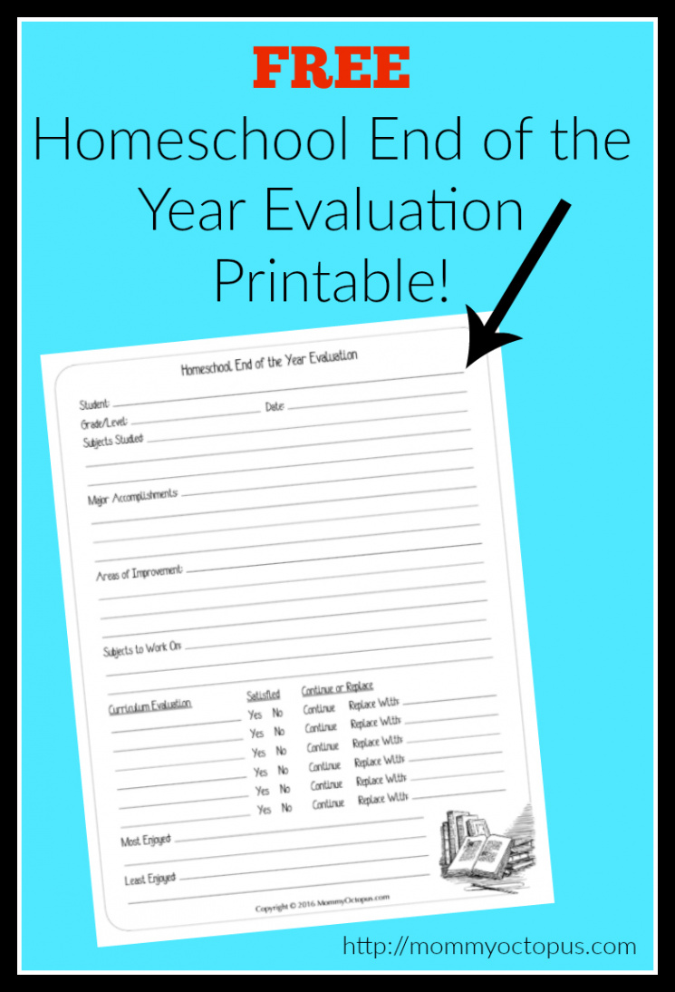 End of the Year Homeschool Evaluation Form