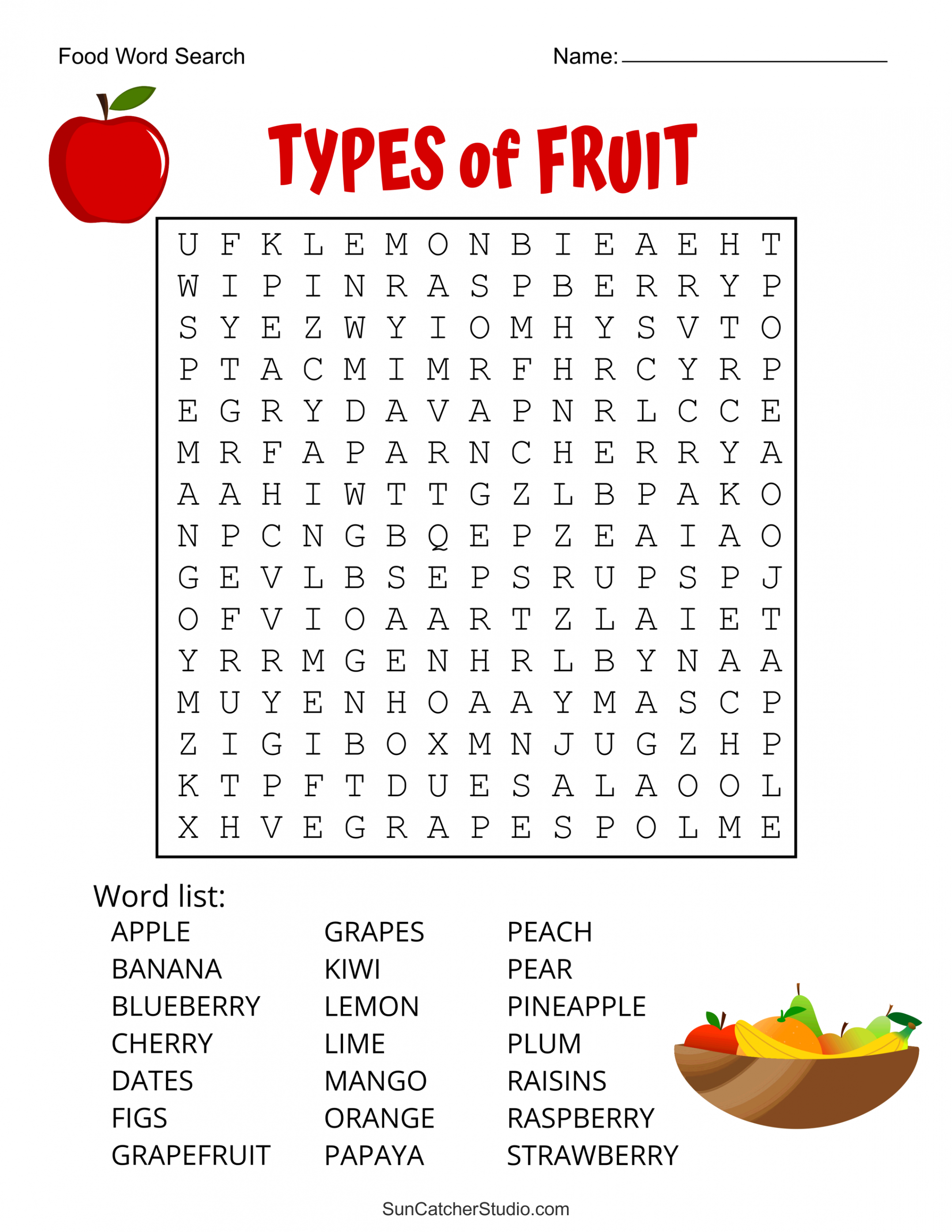 Food Word Search (Free Printable Puzzles) – DIY Projects, Patterns