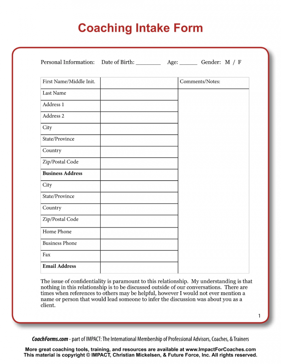 FREE + Coaching Intake Forms in PDF  DOC  Life coaching tools