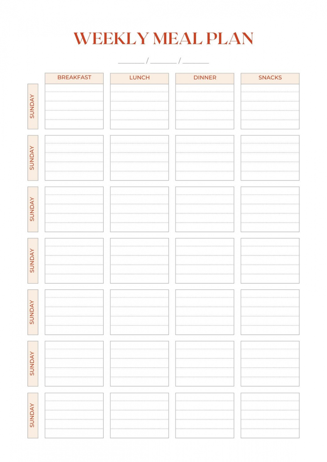 Free, customizable meal planner menu templates  Canva