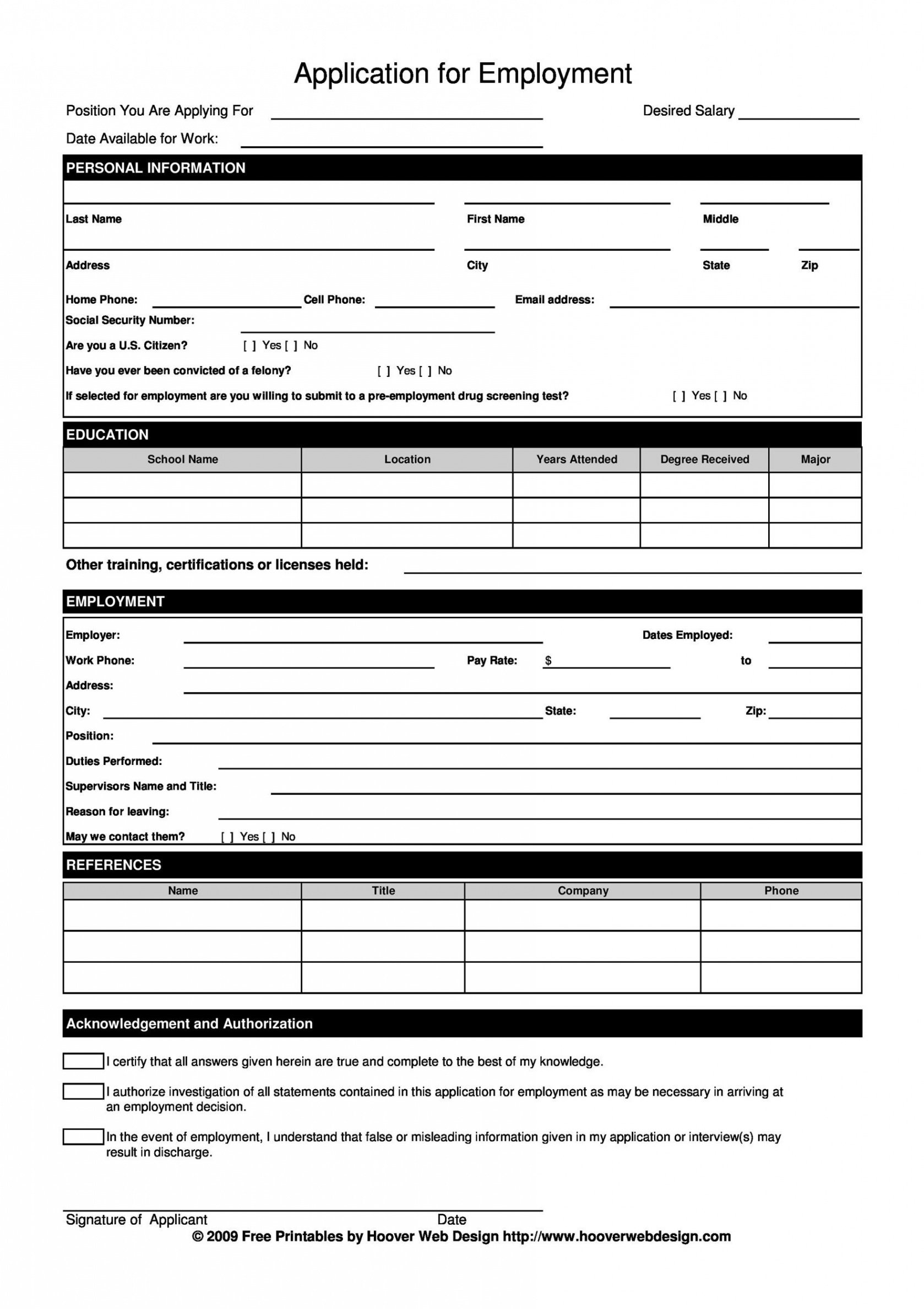 Free Employment / Job Application Form Templates [Printable] ᐅ