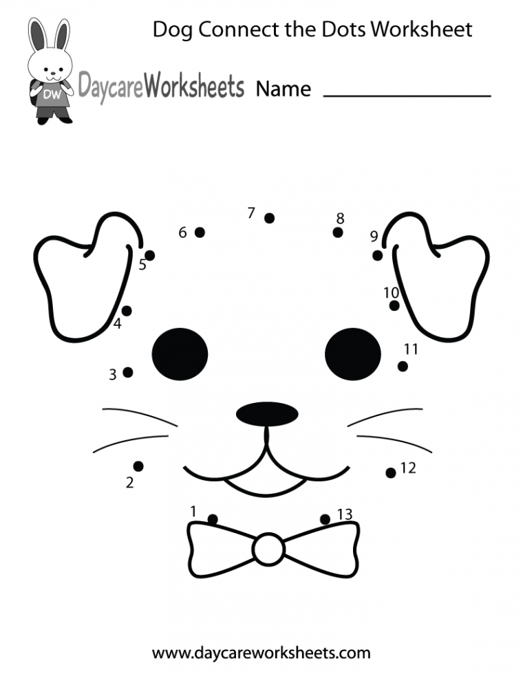 Free Preschool Dog Connect the Dots Worksheet  Dot worksheets