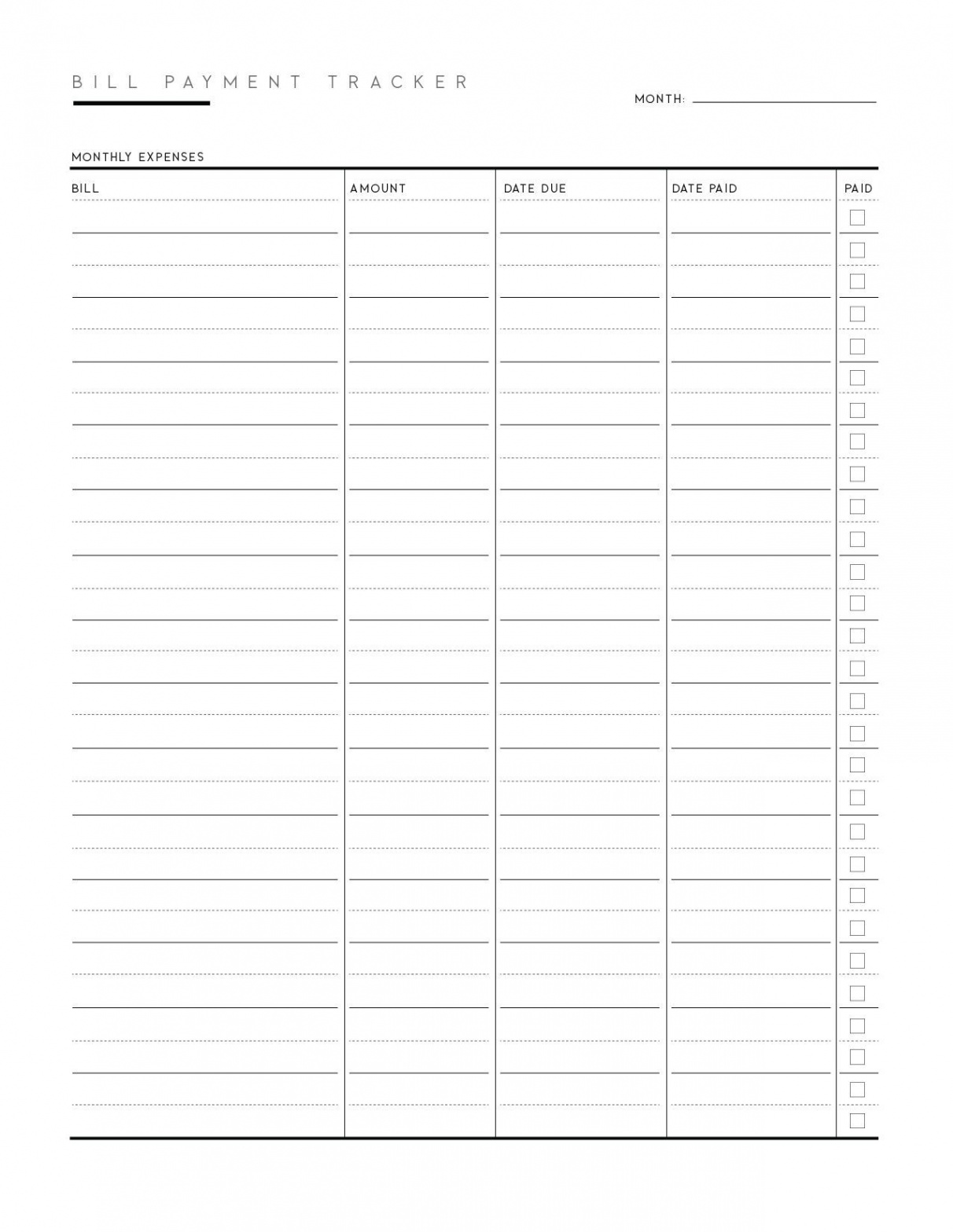 FREE Printable Bill Tracker PDF - World of Printables  Bill