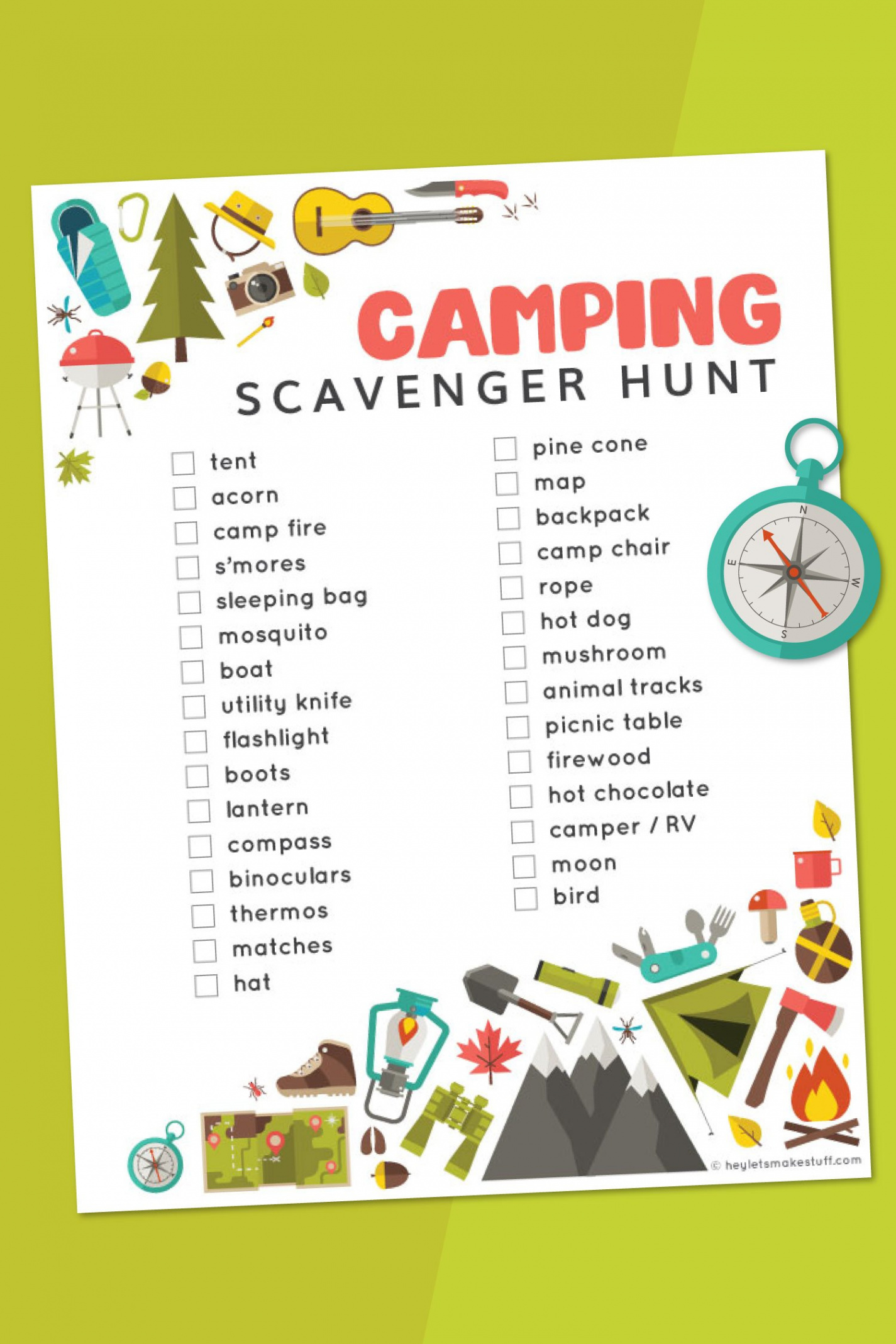 Free Printable Camping Scavenger Hunt - Hey Let