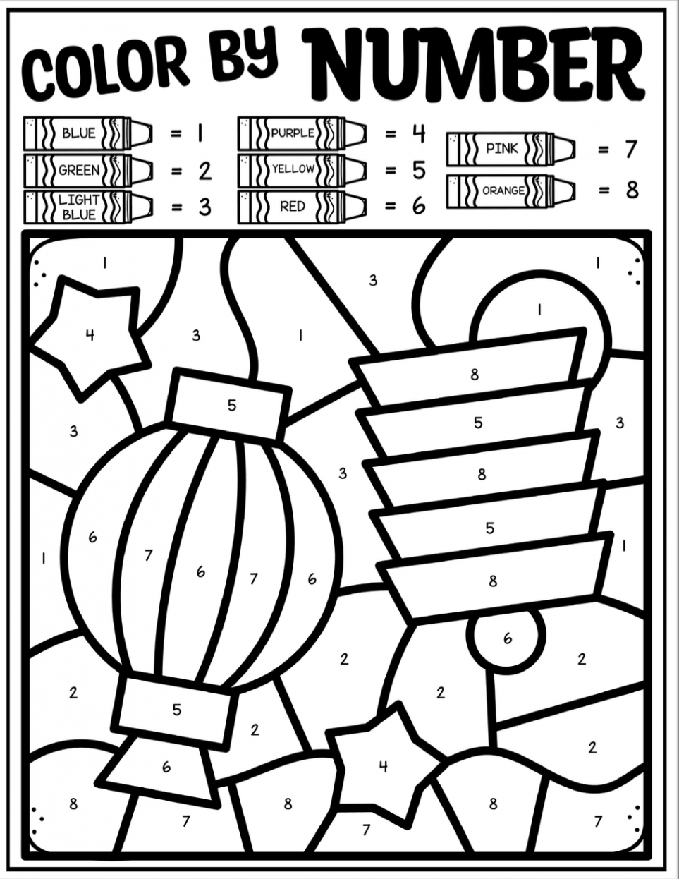 free printable} Chinese New Year Colour by Number activity - the