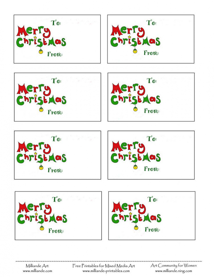 Free Printable Christmas Labels, Milliande Original Christmas Gift