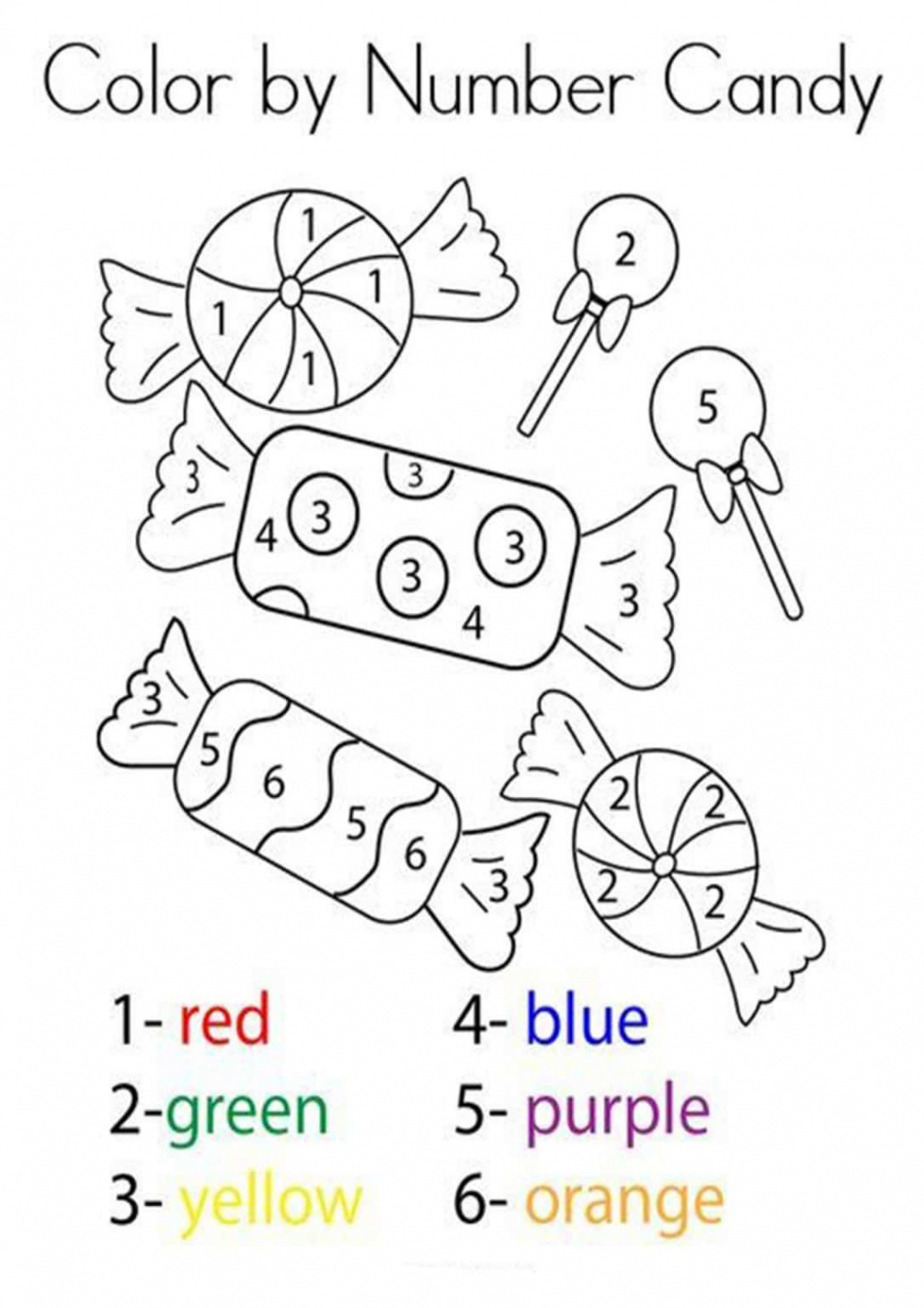 Free Printable Color by Number Worksheets For Kindergarten