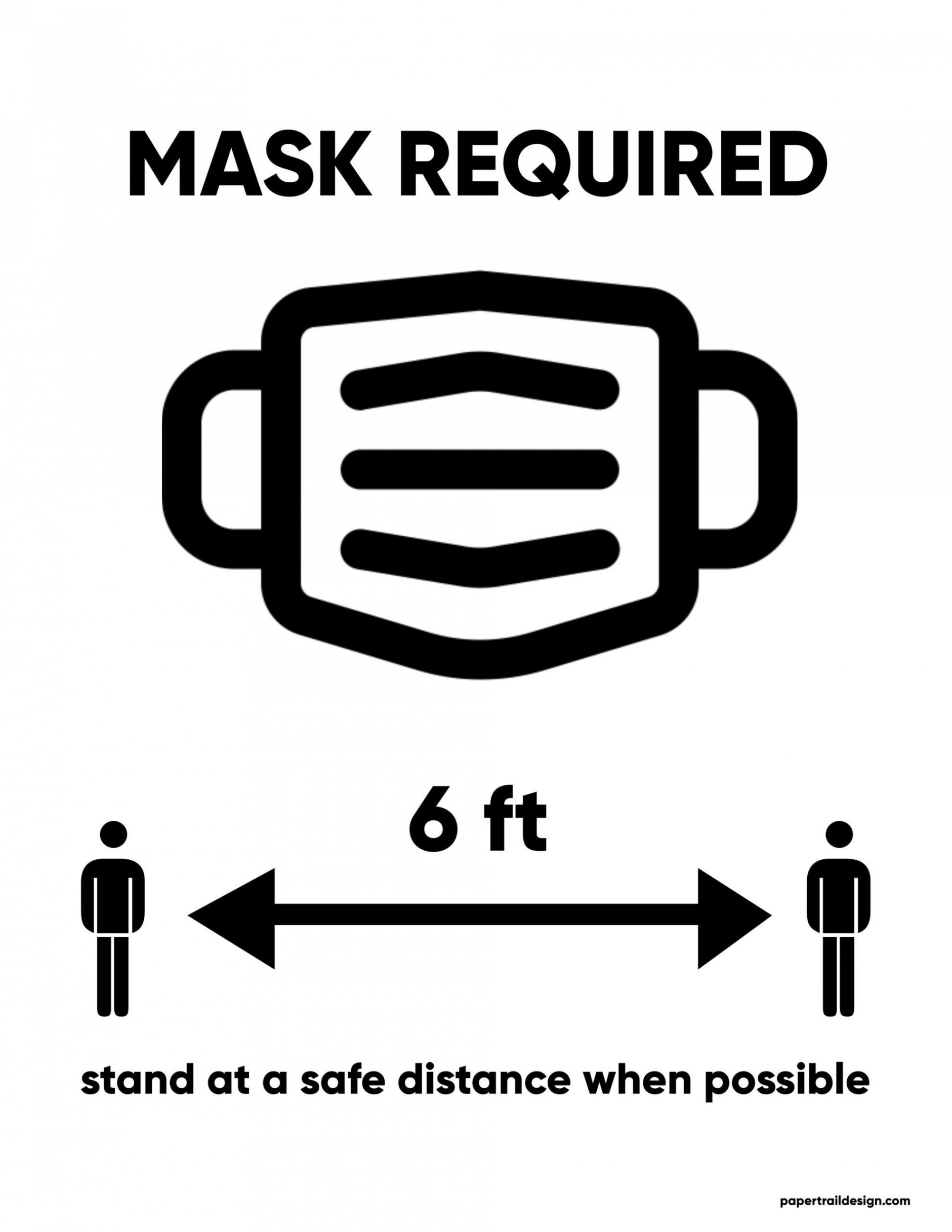 Free Printable Face Mask Required Sign - Paper Trail Design