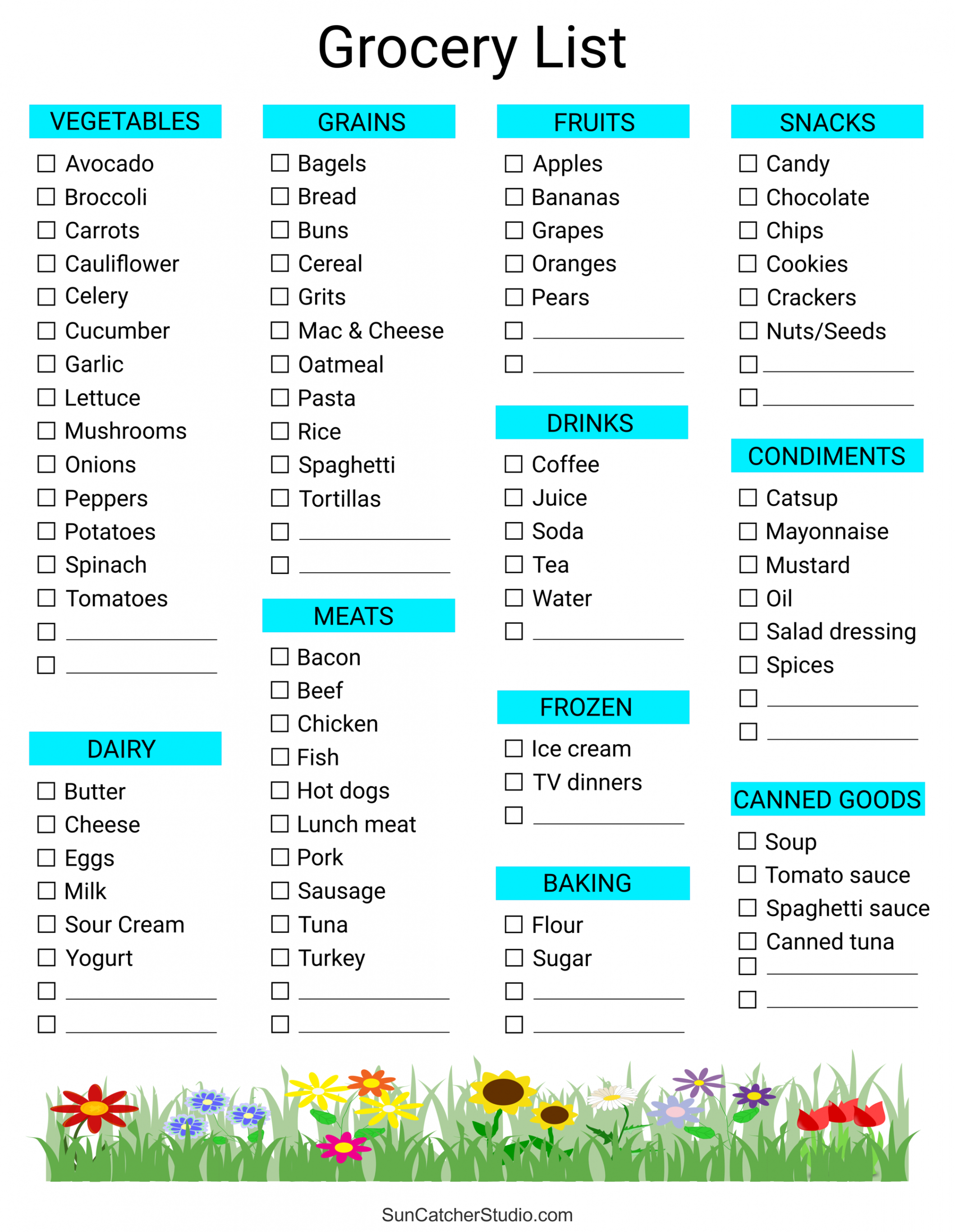 Free Printable Grocery List Templates (PDF): Shopping Lists – DIY