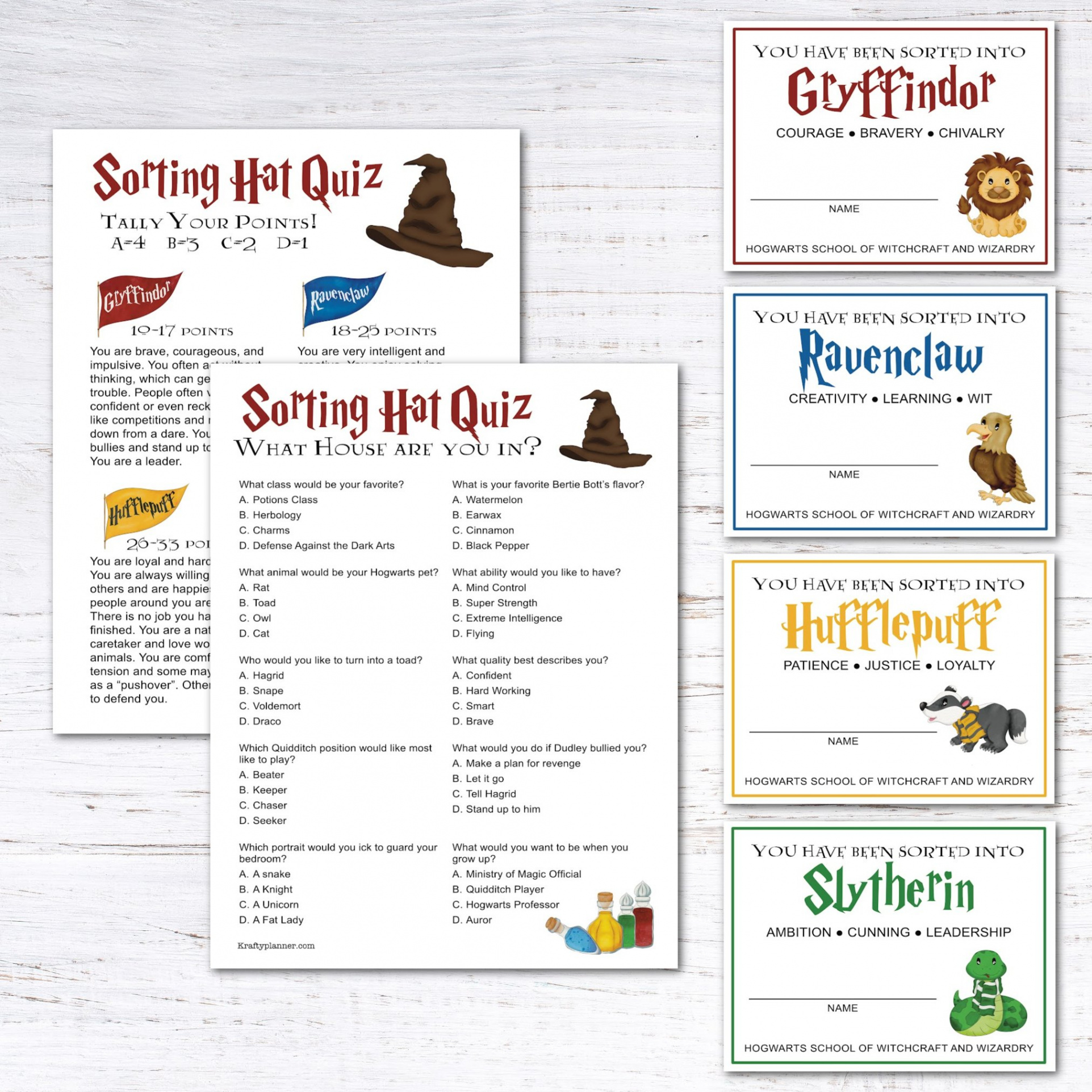 Free Printable Hogwarts Sorting Hat Ceremony — Krafty Planner