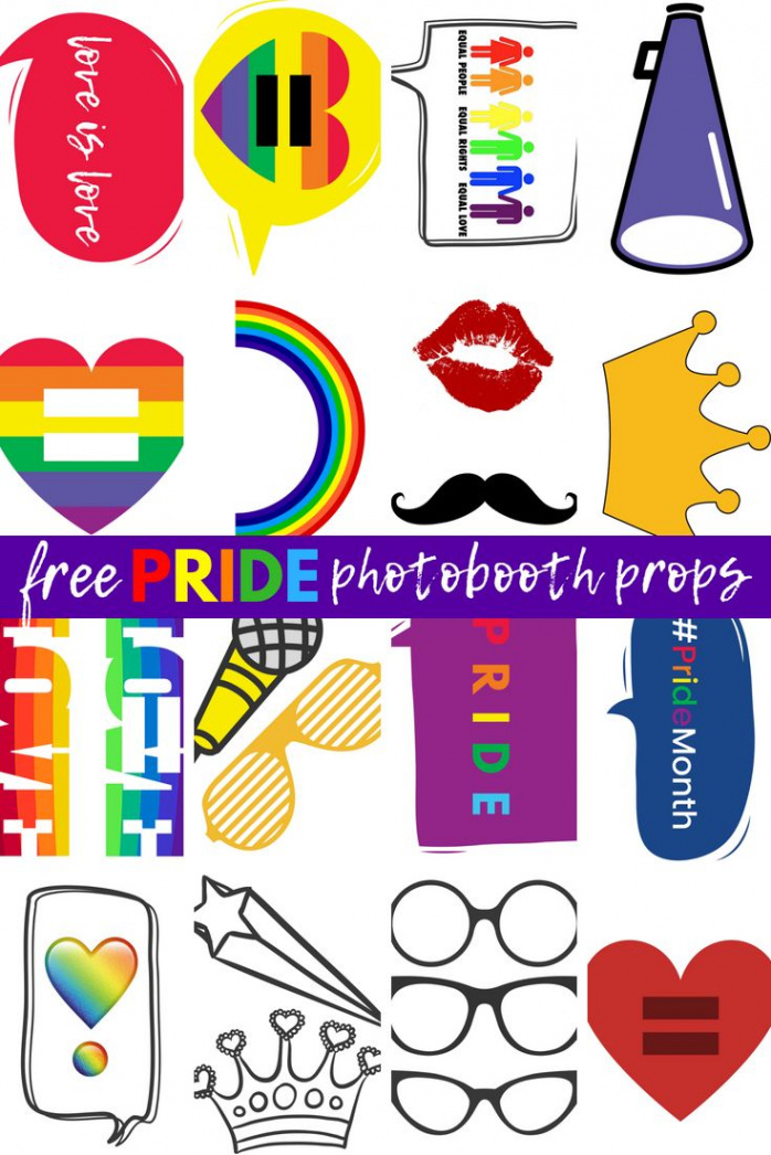 Free printable PRIDE Photo booth props  Photo booth printables