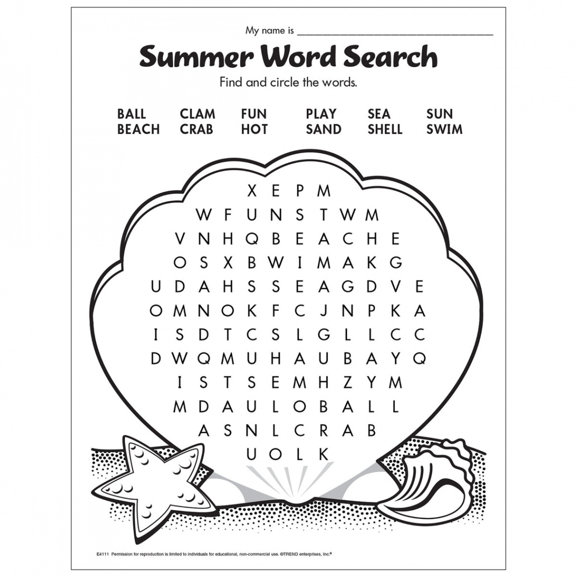 Free Printable Summer Word Search — TREND enterprises, Inc.