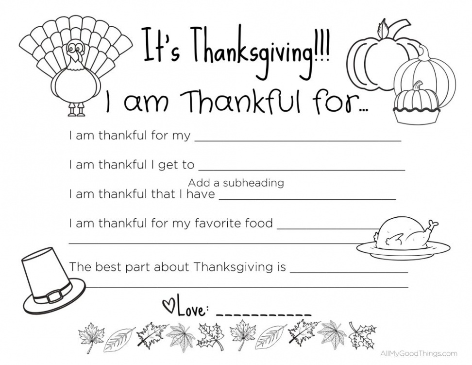 FREE Printable Thanksgiving Placemats for the Kids - All My Good