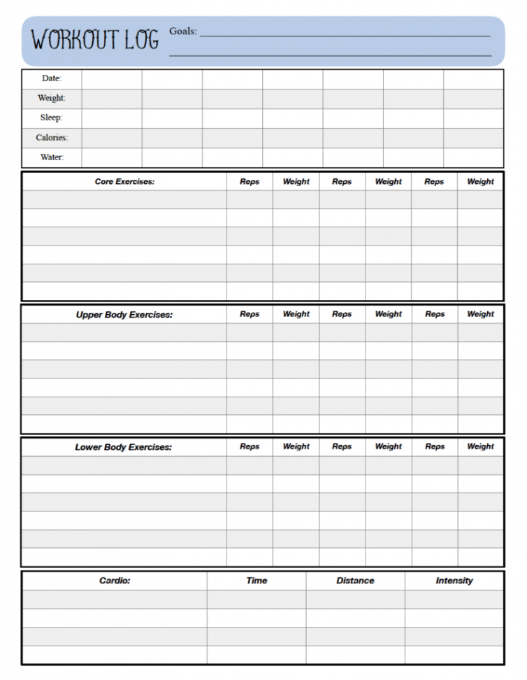 Free Printable Workout Logs:  Designs for Your Needs