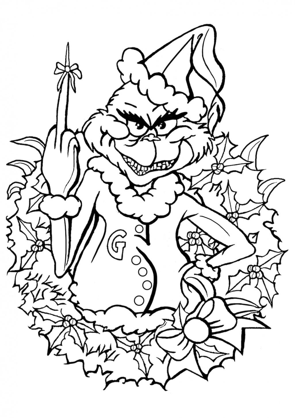 Grinch ADULT Printable Coloring Page - Etsy