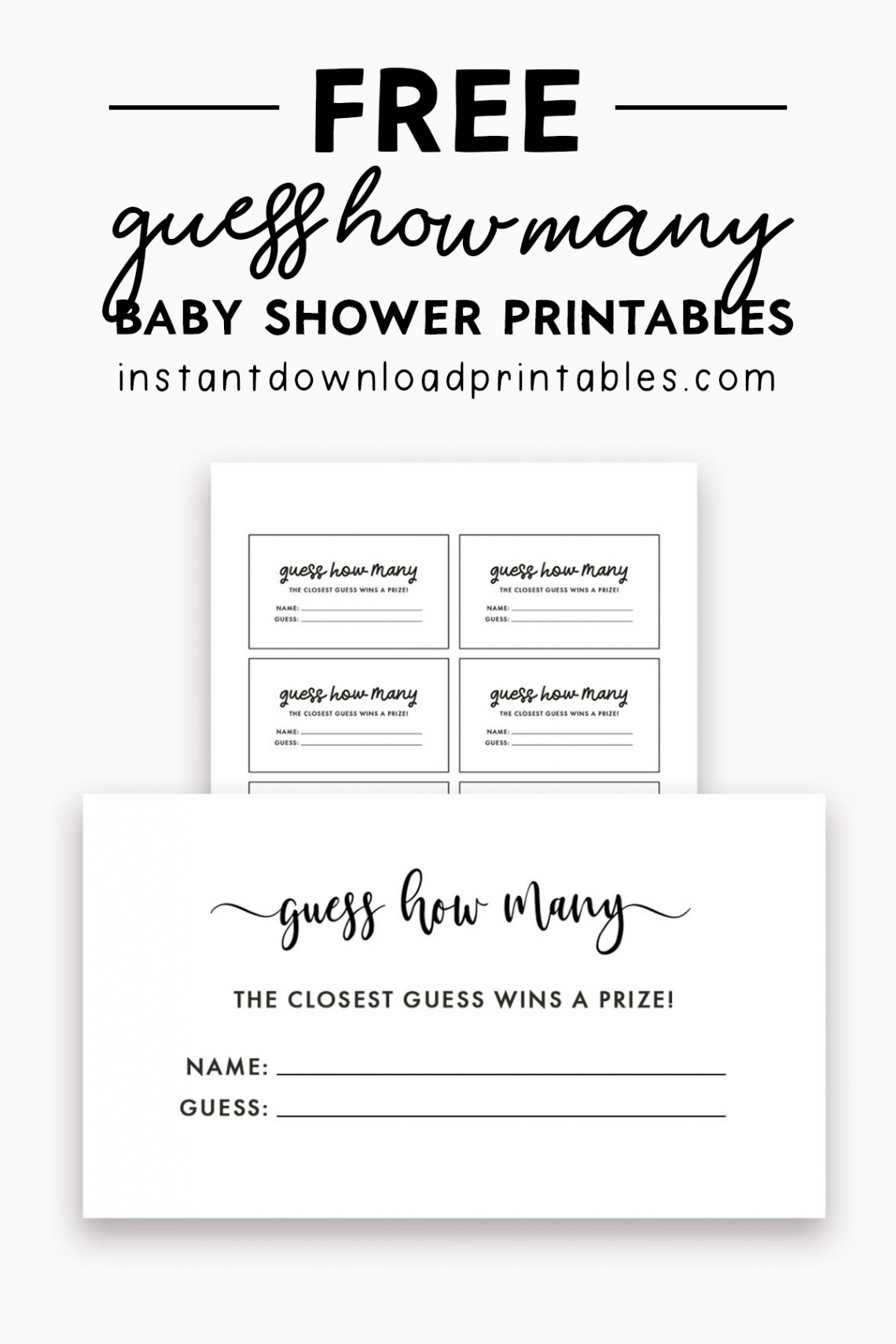 Guess How Many Cards Party Baby Shower - Instant Download