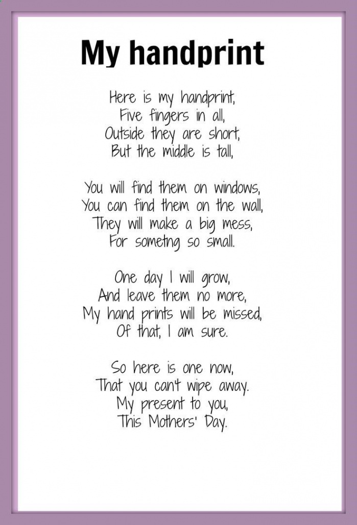 Handprint Poem  Mothers Day poem - My Handprint  KIDSPOT THINGS