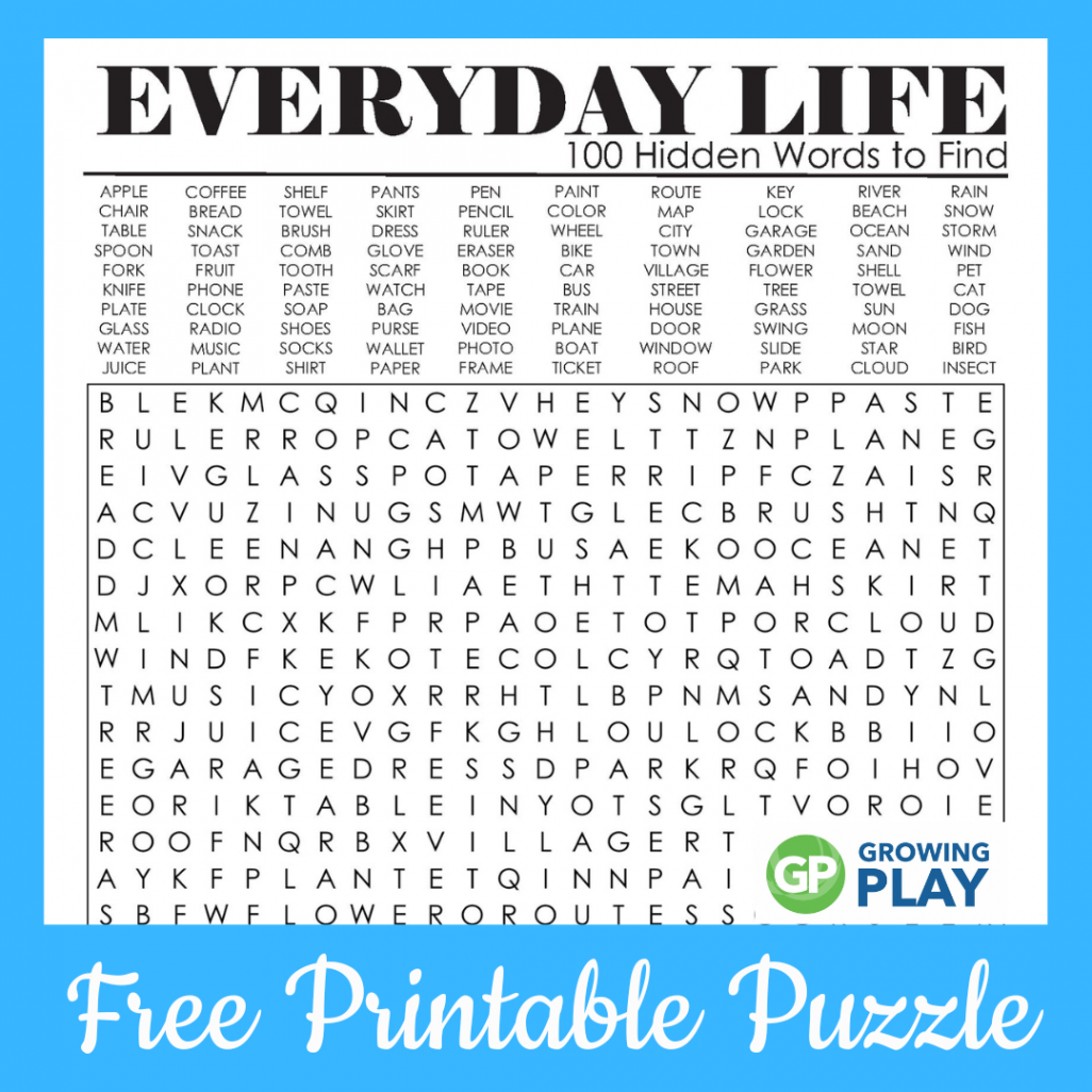 Hard Word Search Puzzles Printable - FREE - Growing Play