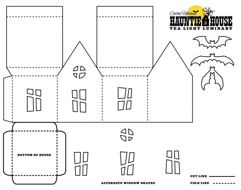 Haunted House free printable  Paper house template, House gift