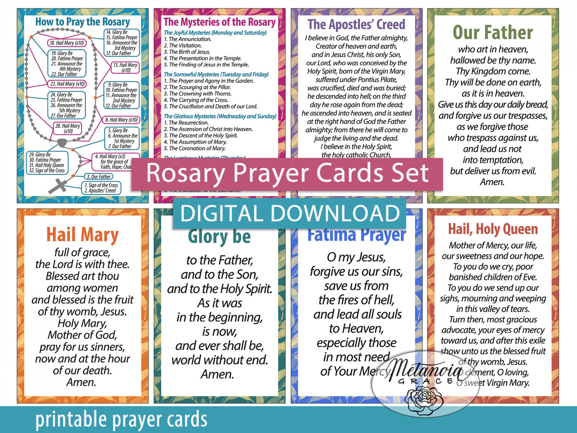 How to Pray the Rosary Mysteries of the Rosary Printable - Etsy