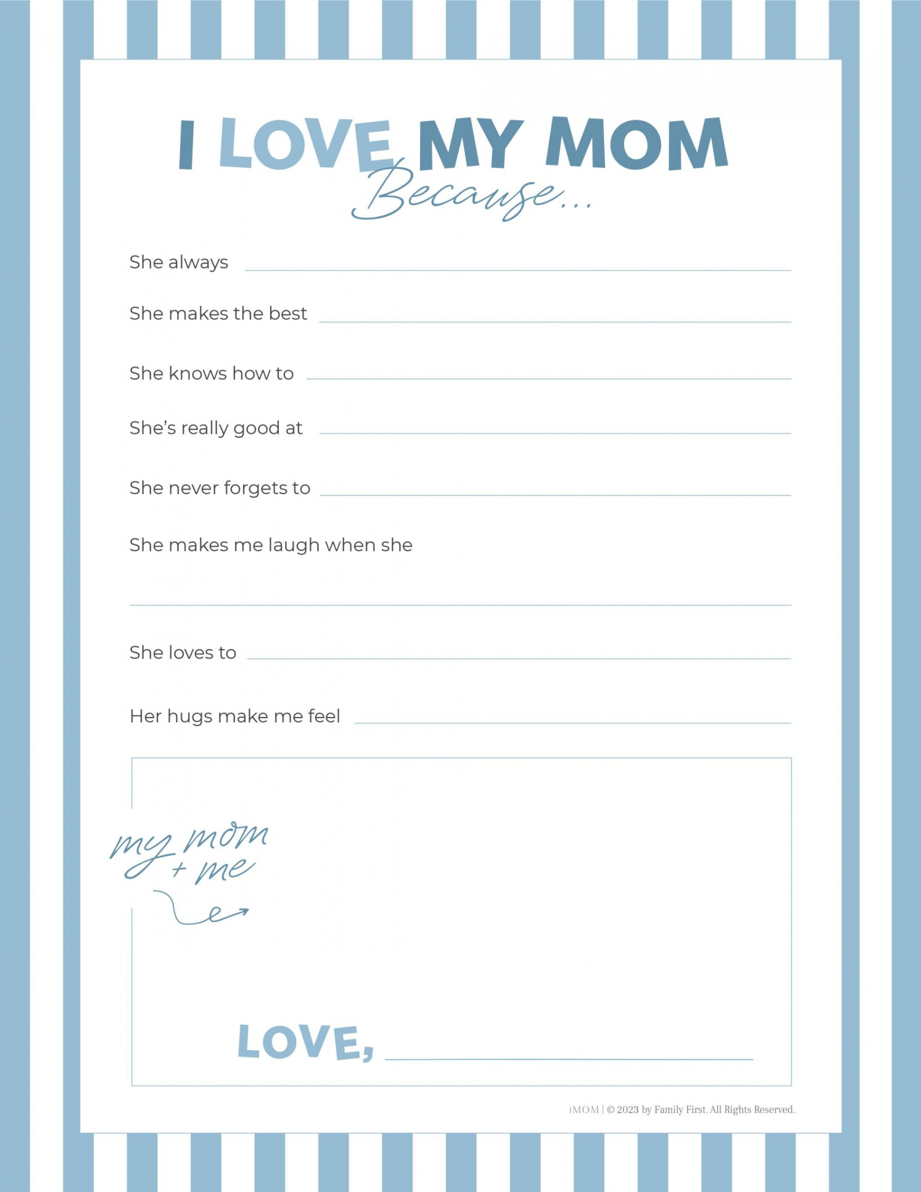 I Love My Mom Because" Free Printable for Kids - iMOM