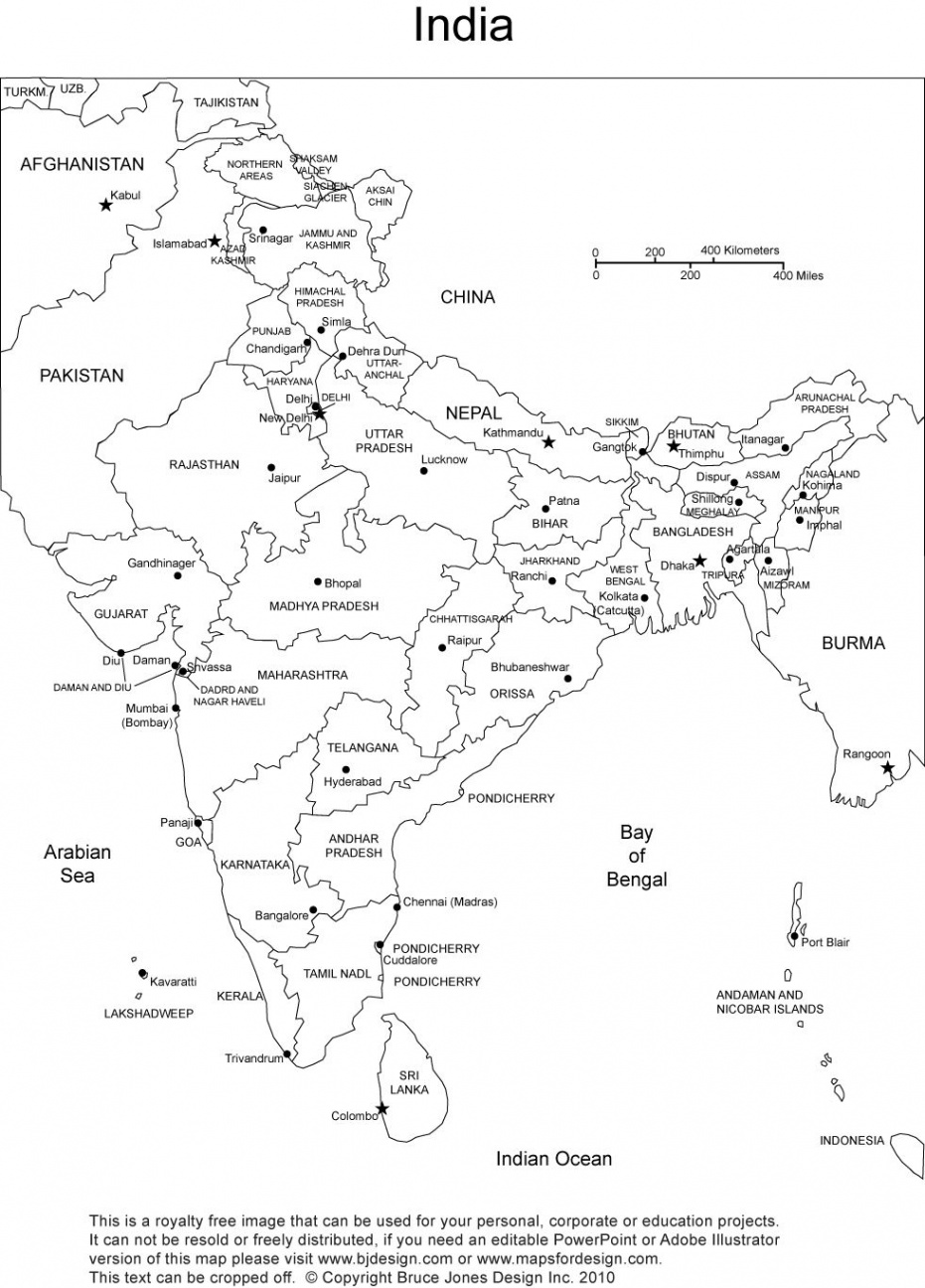 India Printable, Blank Maps, Outline Maps • Royalty Free  India