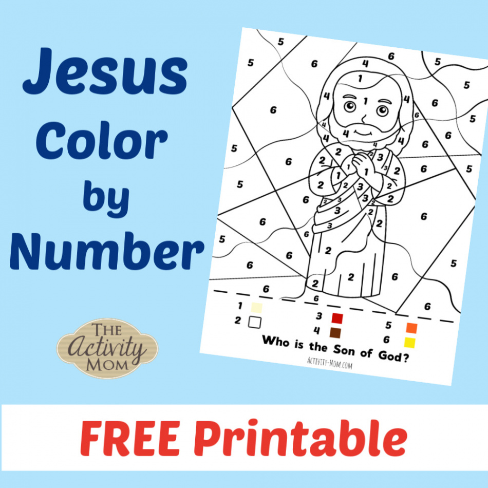 Jesus Color by Number Free Printable - The Activity Mom