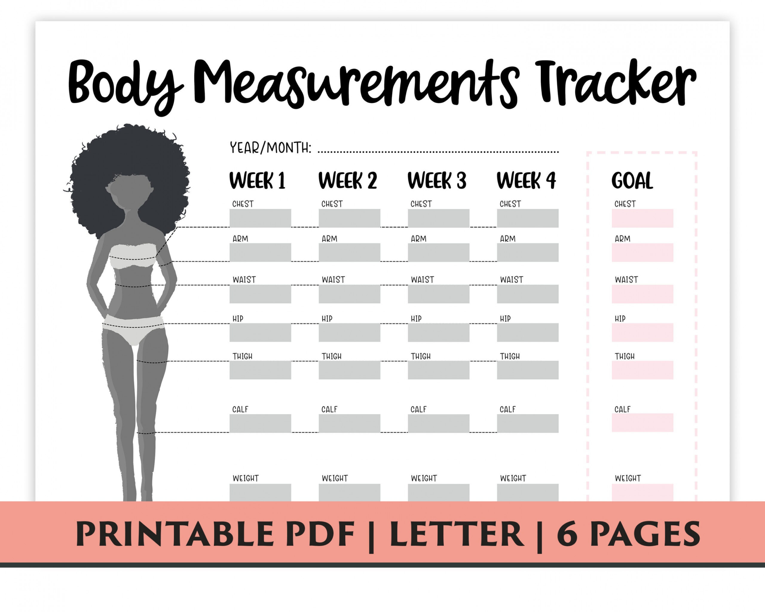 Körpermaß Tracker für schwarze Frauen Weight Loss Tracker - Etsy