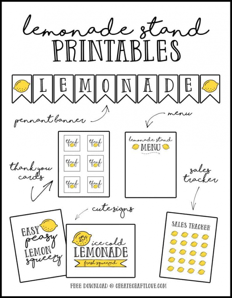 Lemonade Stand Printables  Kid