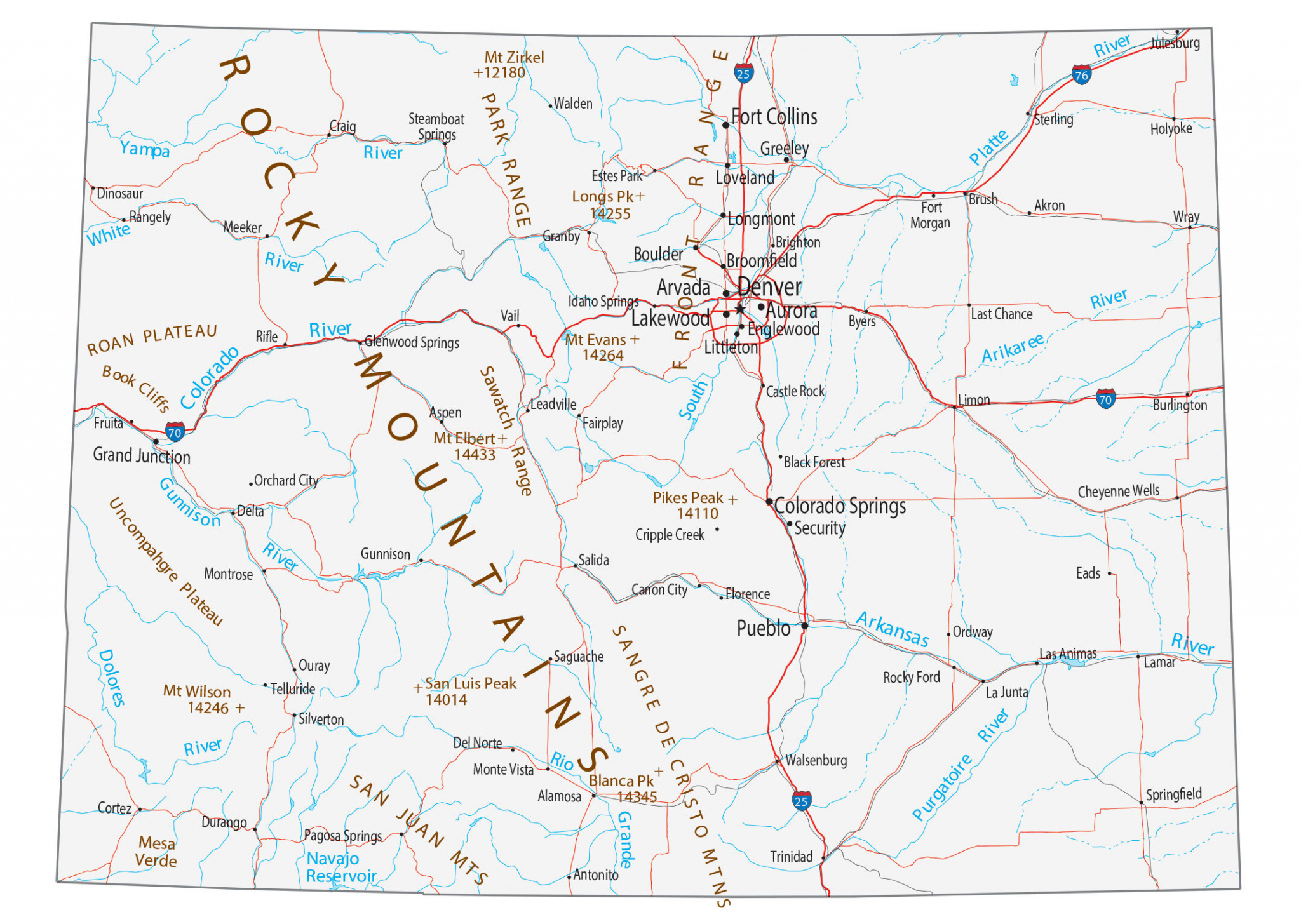 Map of Colorado - Cities and Roads - GIS Geography