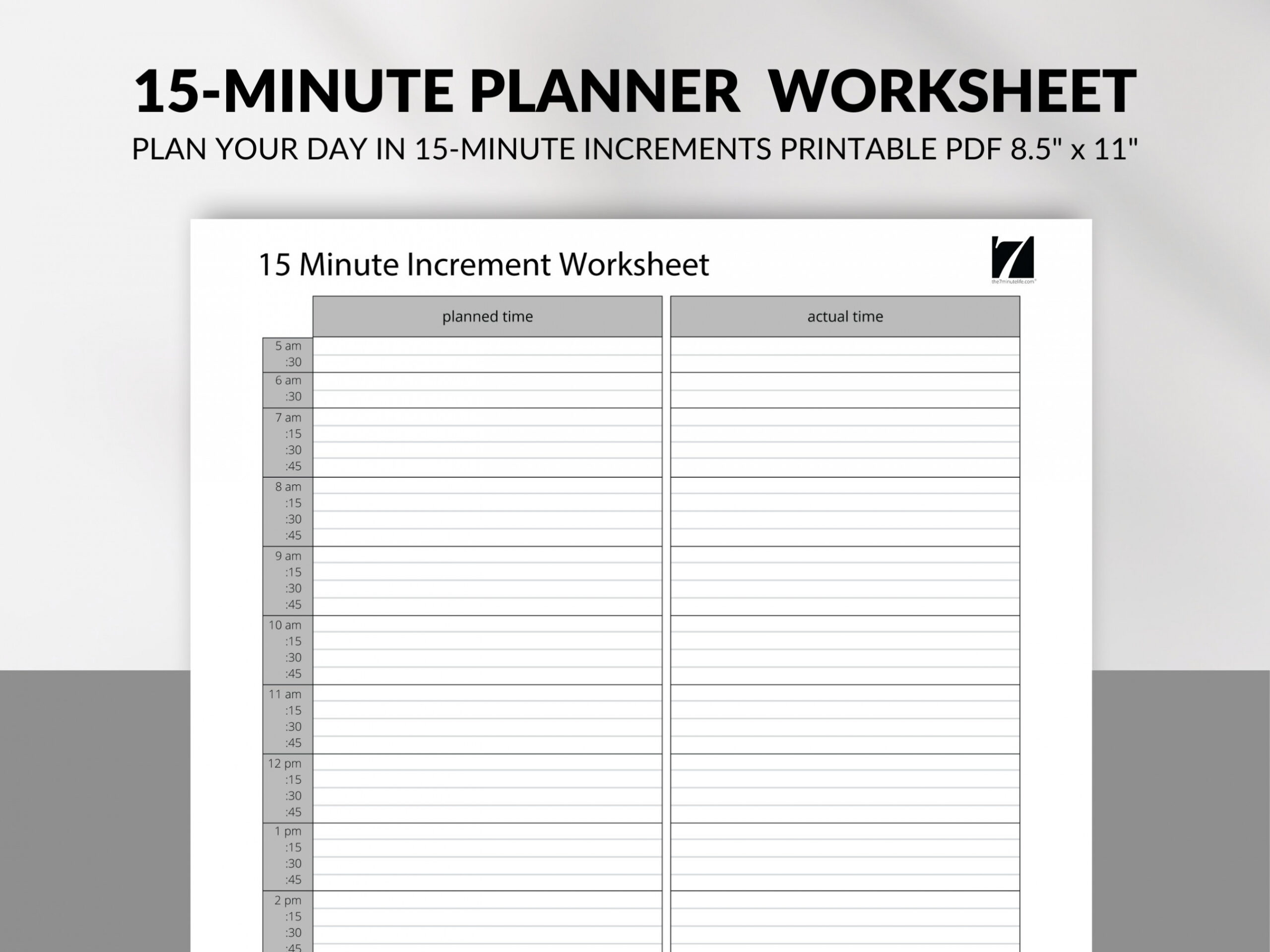 Minute Planner Printable Template  Minute Daily Planner - Etsy