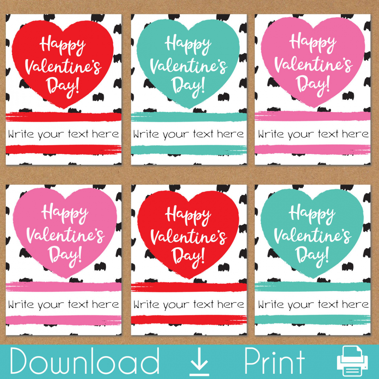 Mod Heart Printable Valentine