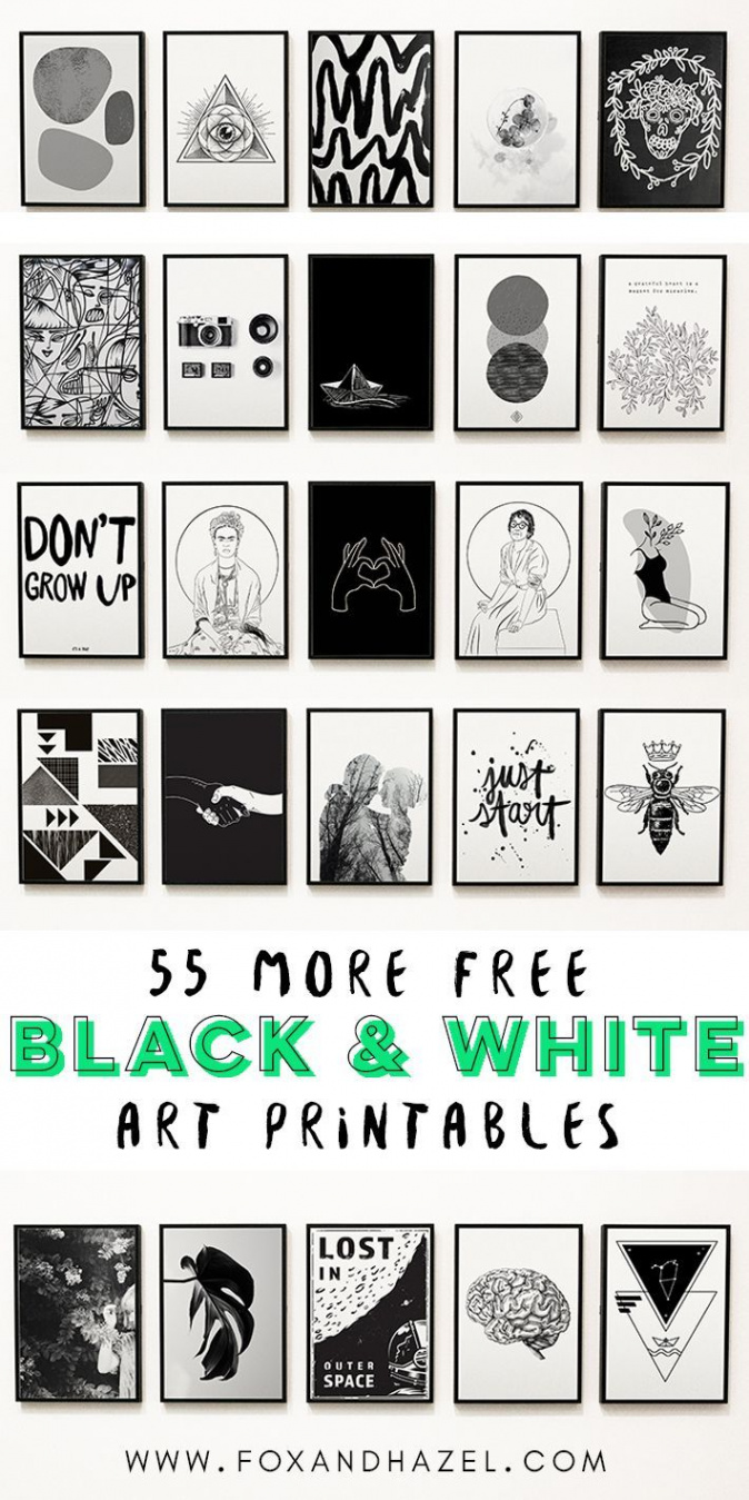 More Free Black and White Art Printables  Fox + Hazel  Free