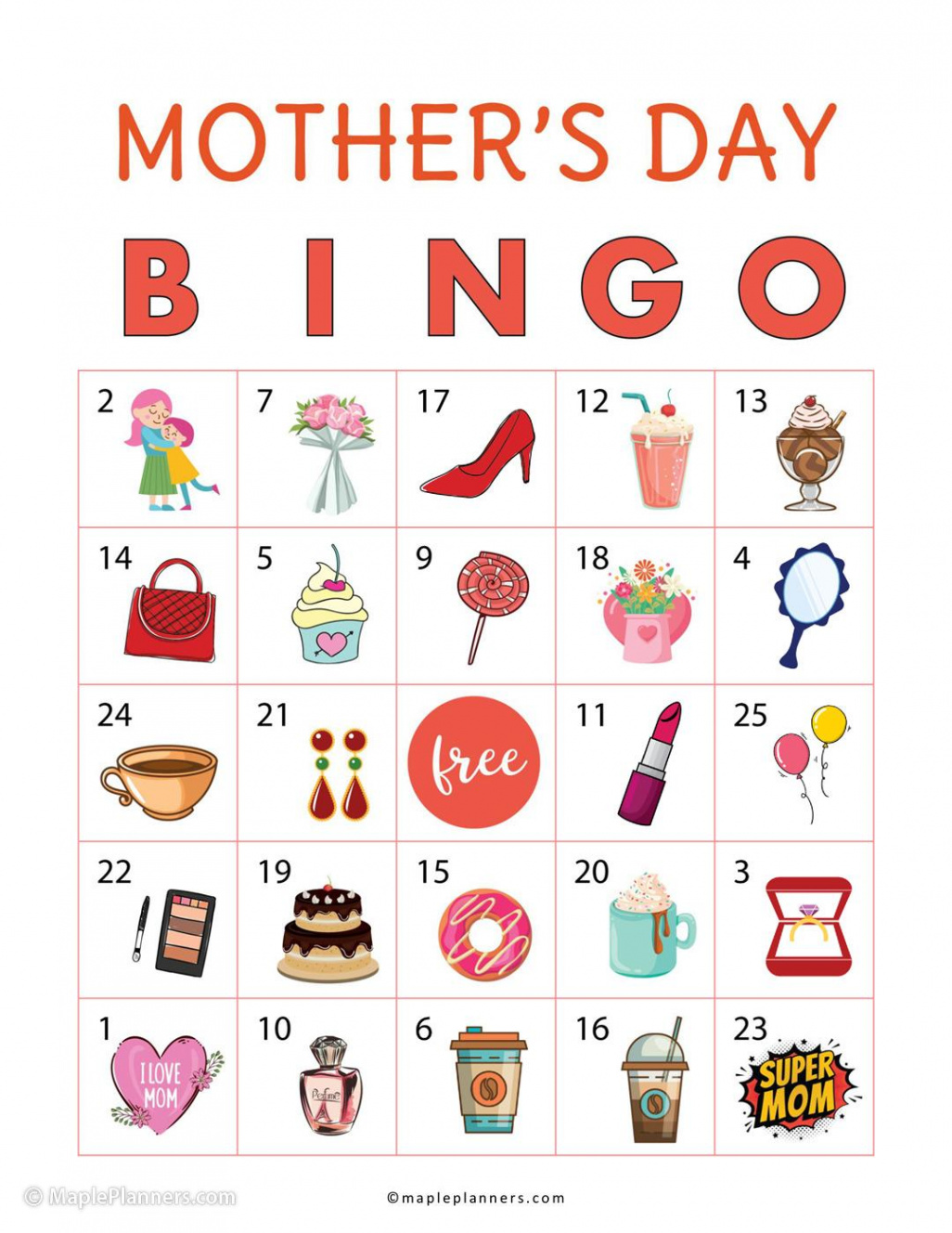 Mothers Day Bingo Printable  Fun Mother