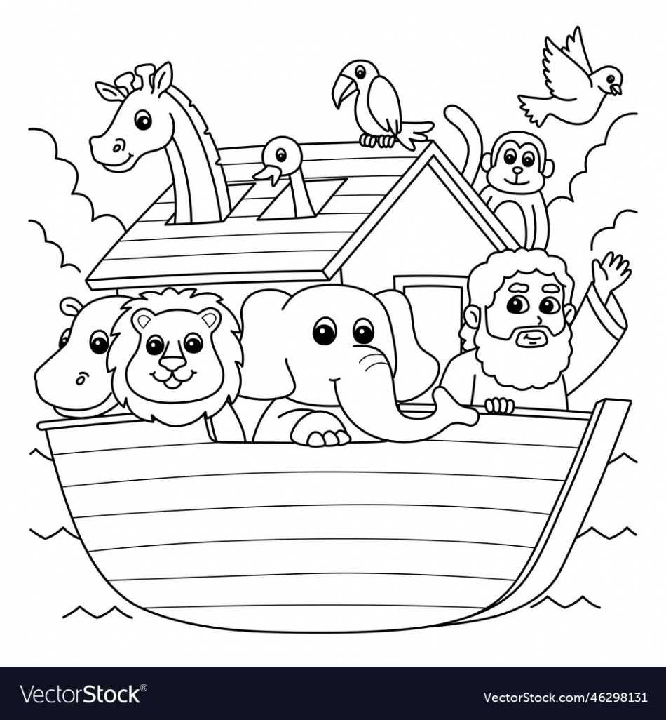 Noahs ark coloring page for kids Royalty Free Vector Image