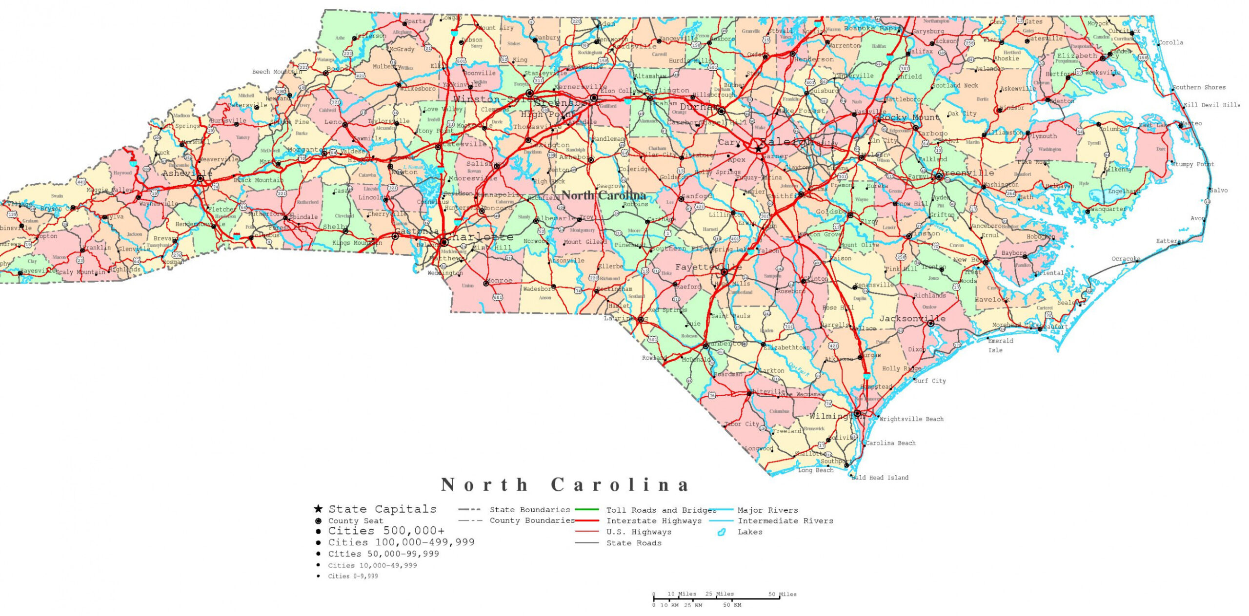 North Carolina Printable Map