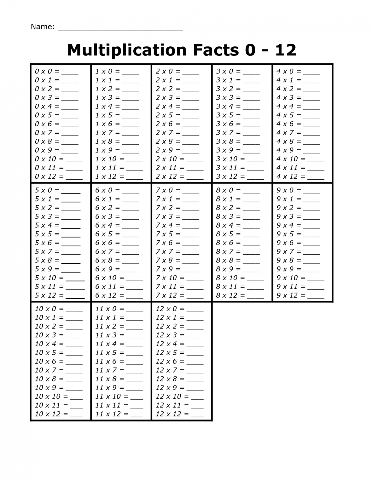 Pin by Printablee on Printable Other  Multiplication facts