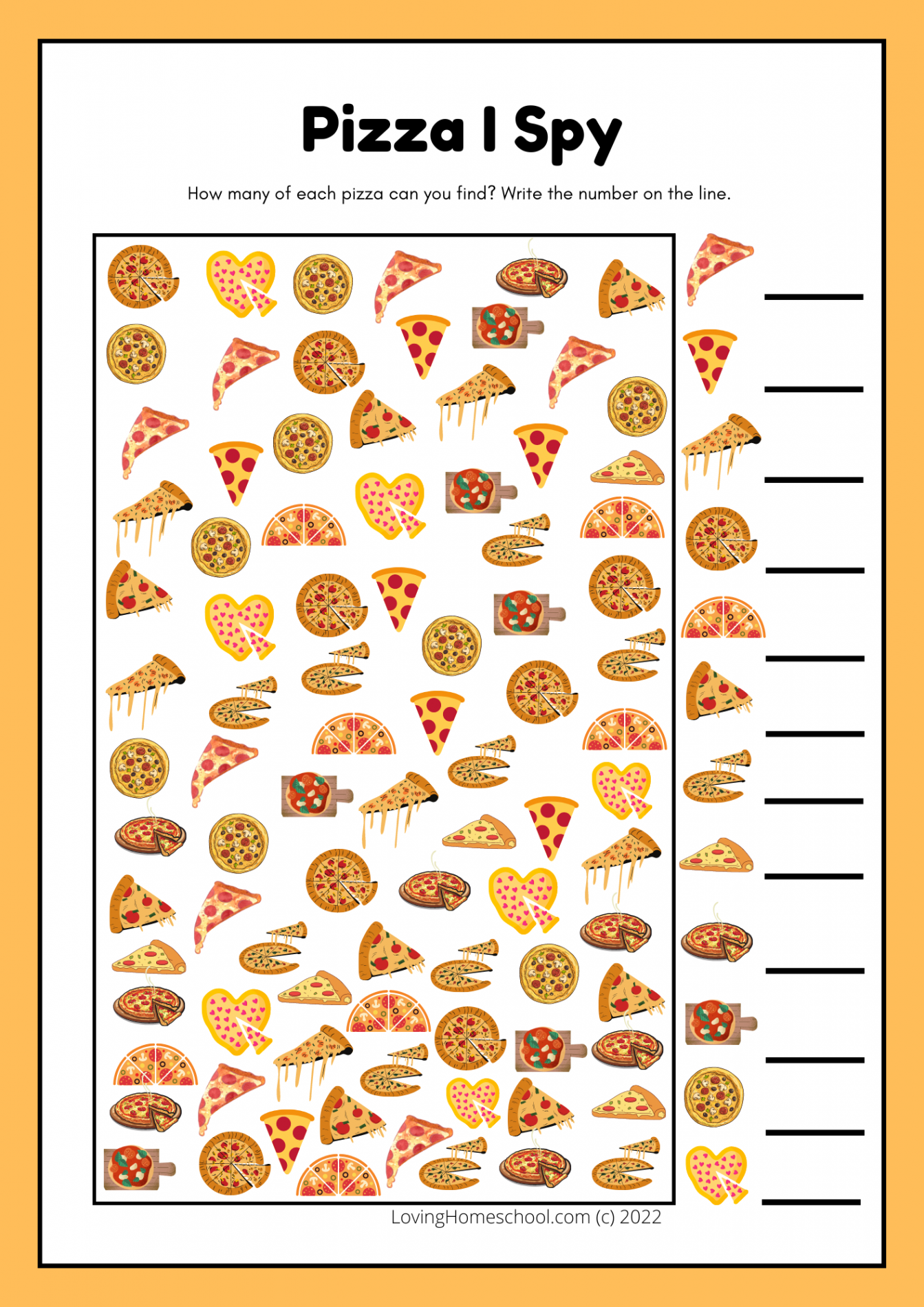 Pizza I Spy Printable - LovingHomeschool