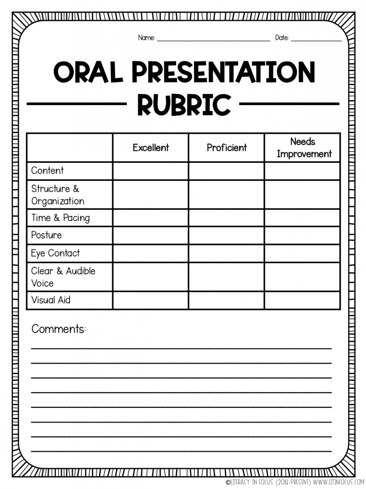 PresentationRubric - Literacy In Focus