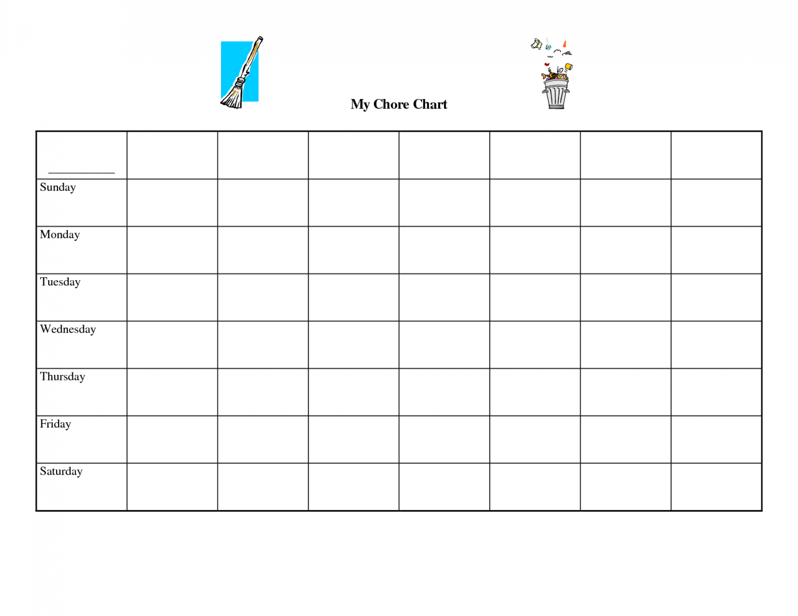 Printable Blank Chore Chart Templates  Free printable chore