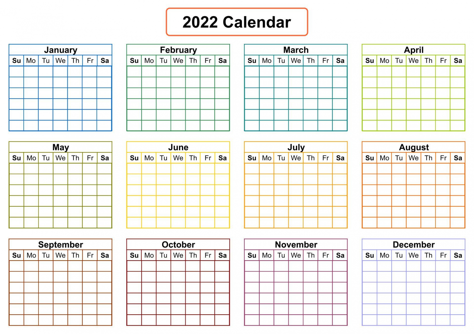 Printable Blank  Month Calendar Template  Blank monthly