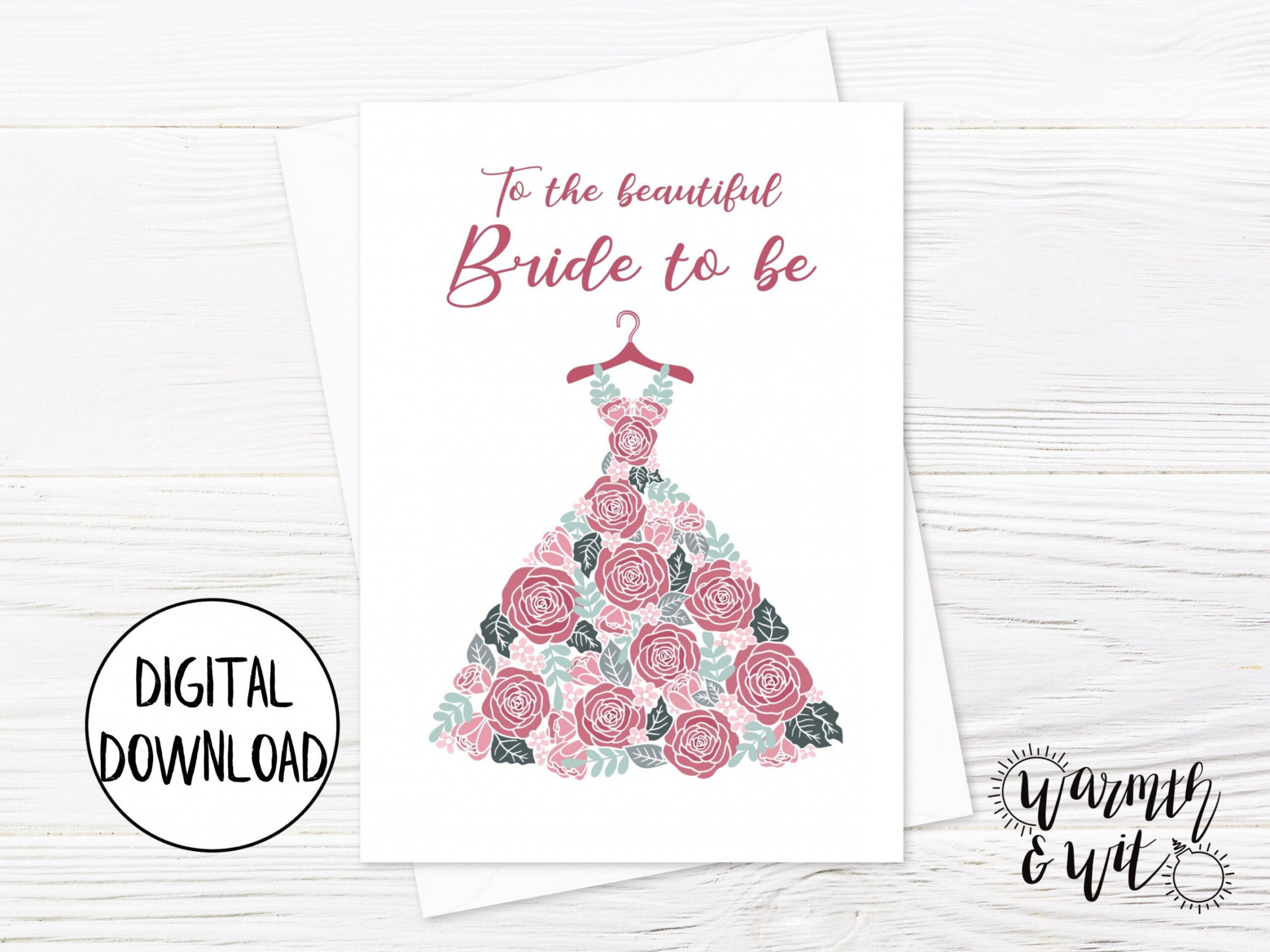 Printable Bridal Shower Card Bride to Be Card Wedding Dress - Etsy