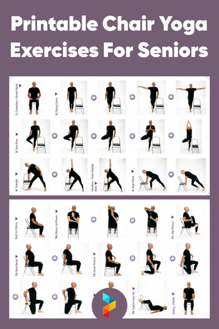 Printable Chair Yoga Exercises For Seniors  Chair yoga, Chair